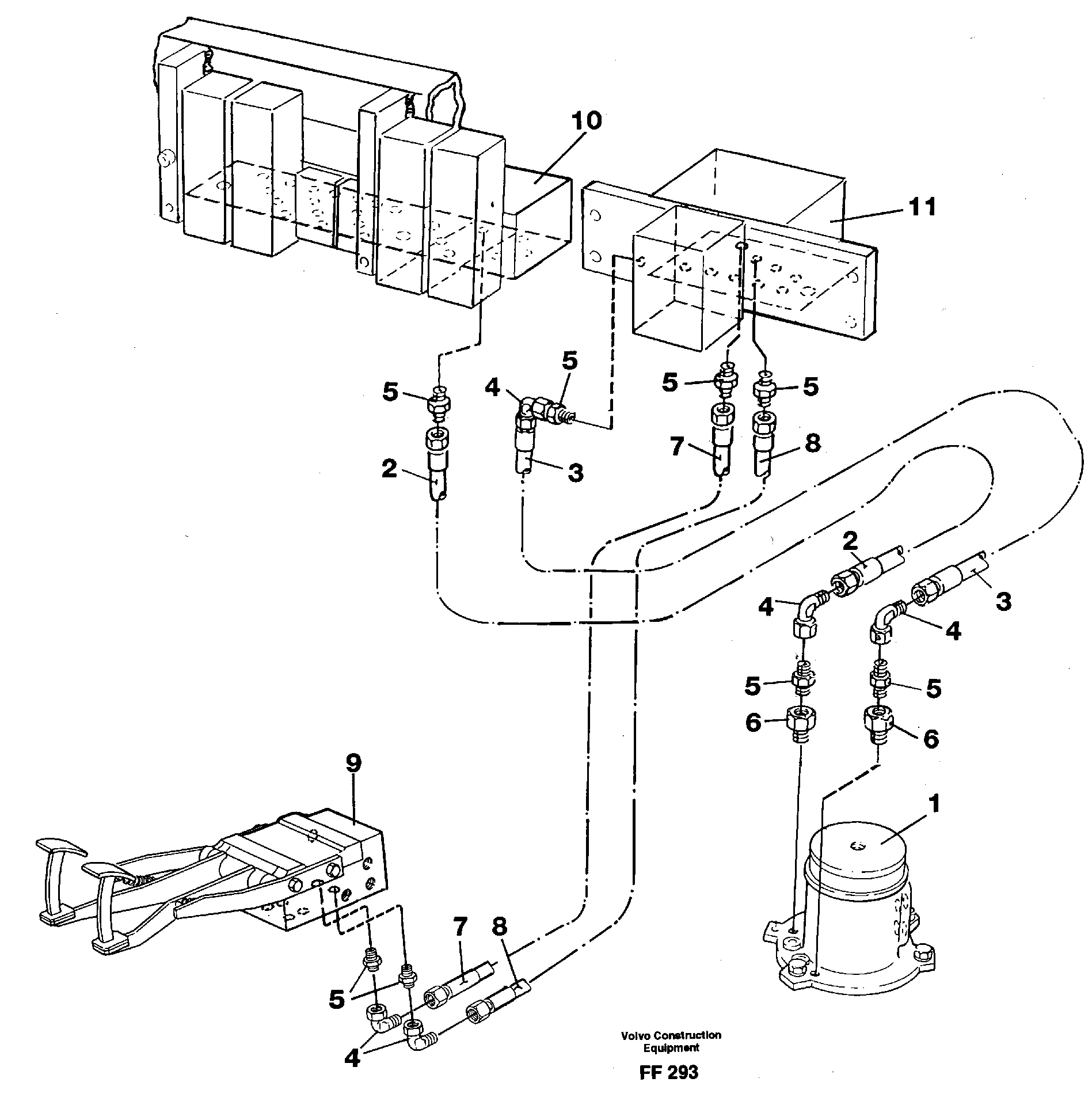 Servo hyraulics, travel brake, high speed travel — volvo parts diagram