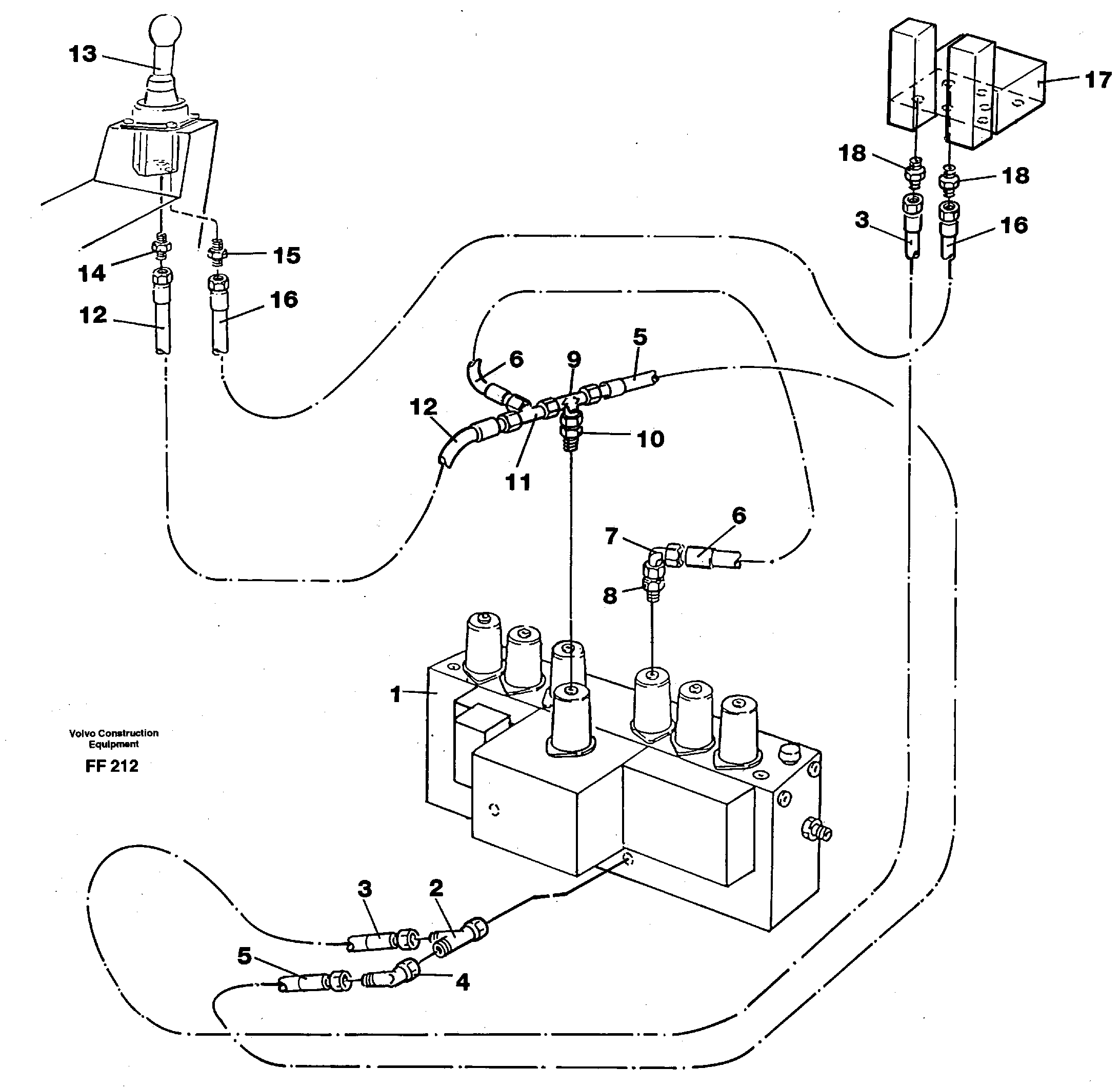 Servo hydraulics, dipper arm — volvo parts diagram