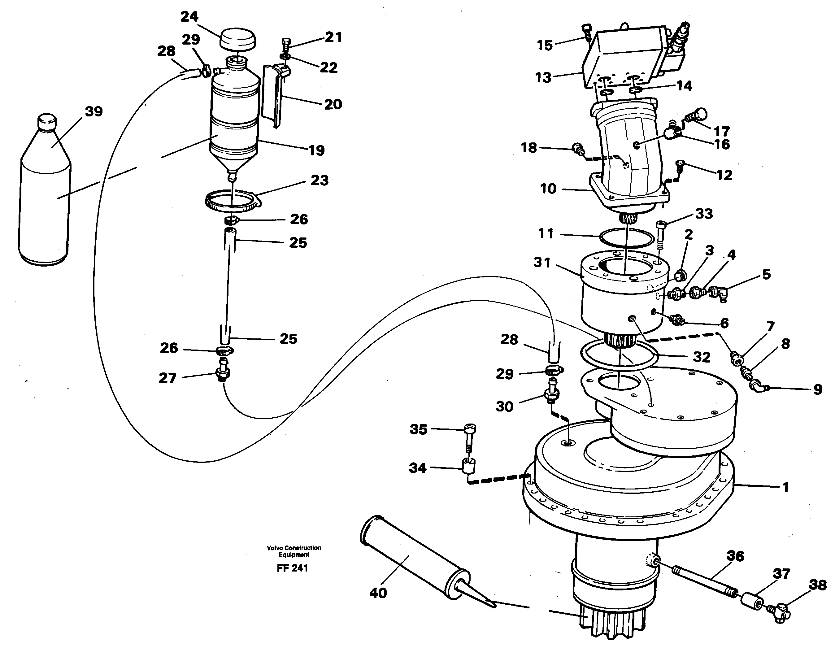 Slewing gear box with fitting parts — volvo parts diagram