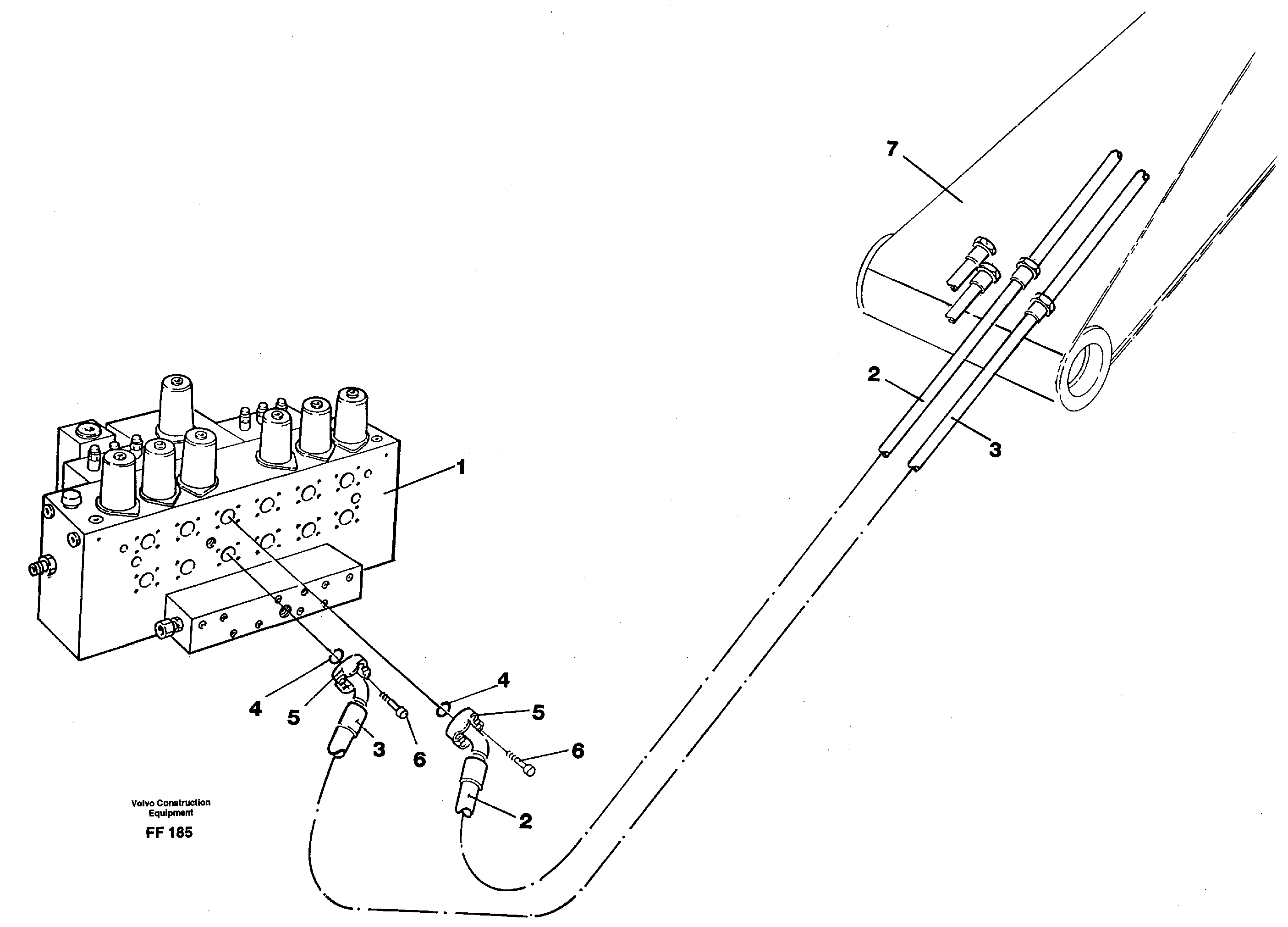 Hydraulic system, dipperarm — volvo parts diagram