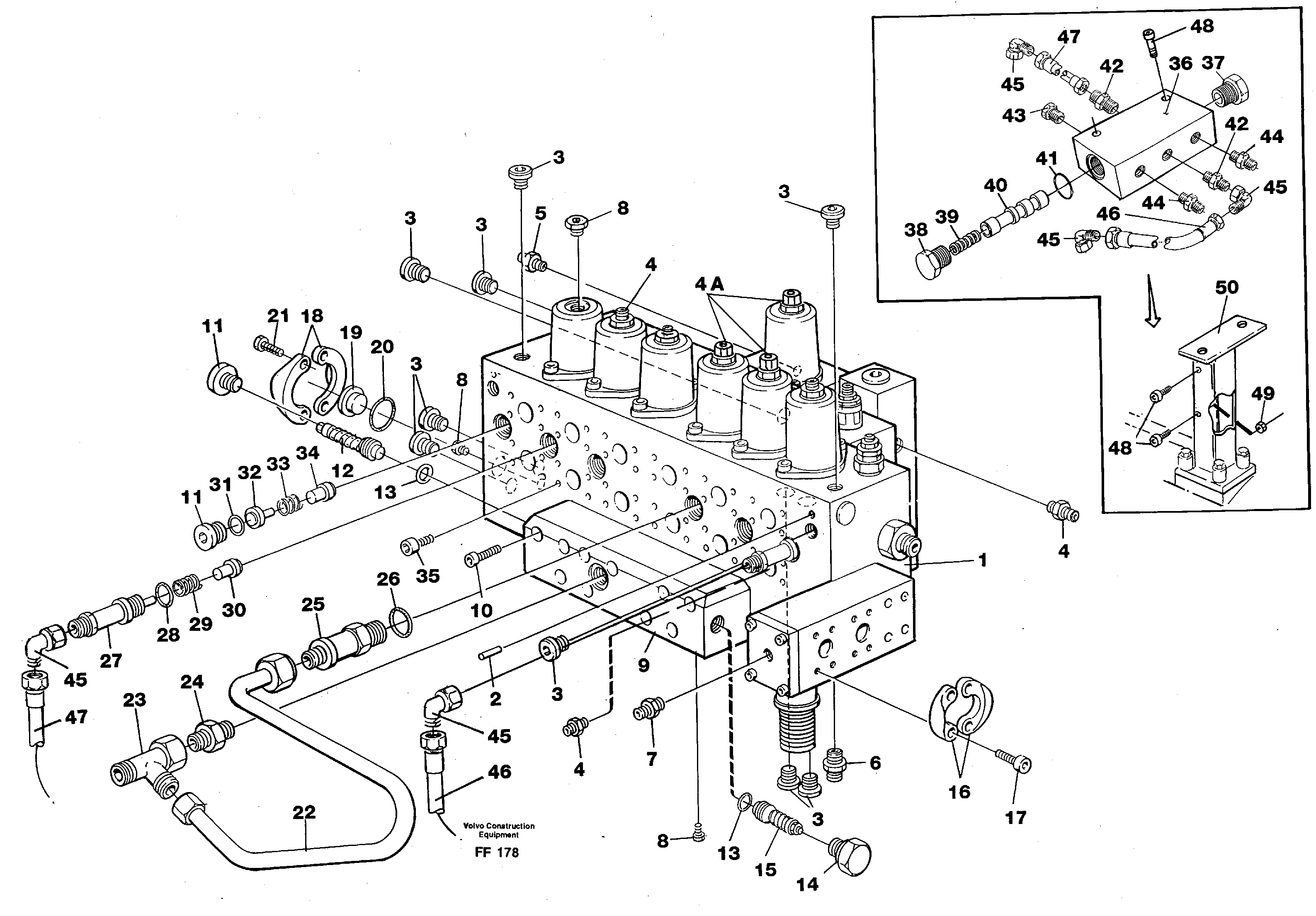 Main valve assembly, tubes connections, assembly bloc — volvo parts diagram