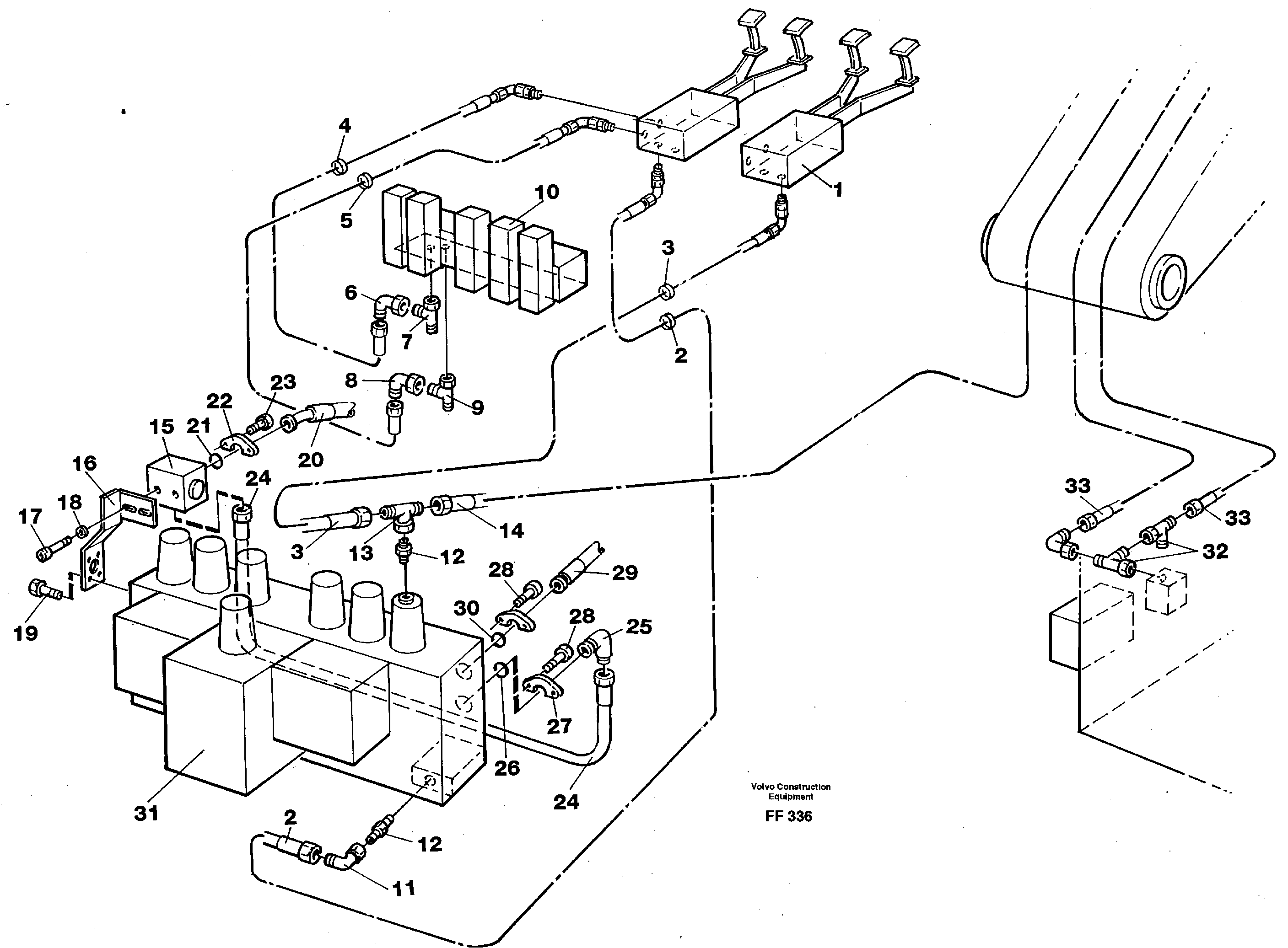 Hydraulic system adjustable boom in base machine  14267962 — volvo parts diagram