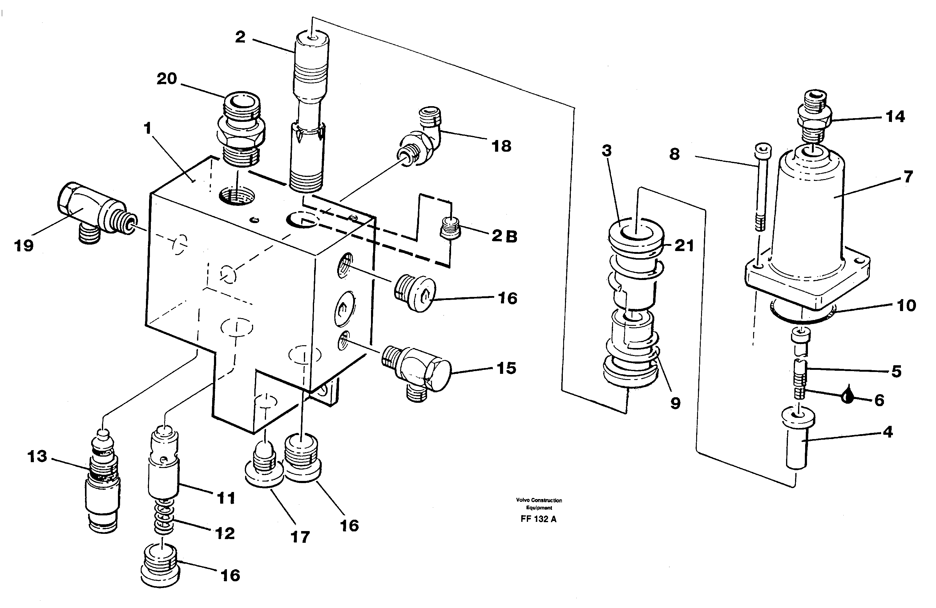 Hose rupture valve, boom cylinder  SER NO 218- — volvo parts diagram
