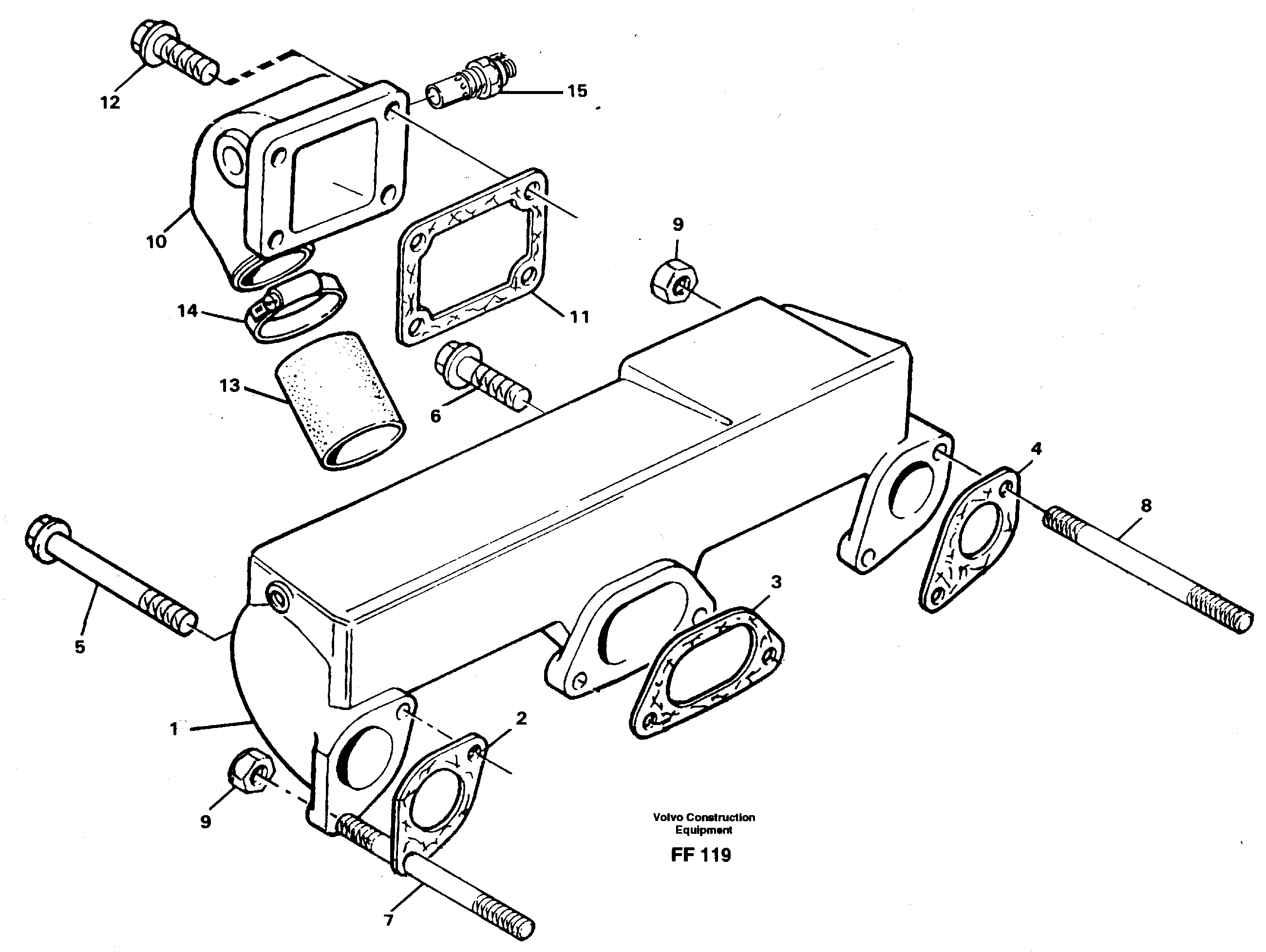 Induction manifold with fitting parts — volvo parts diagram