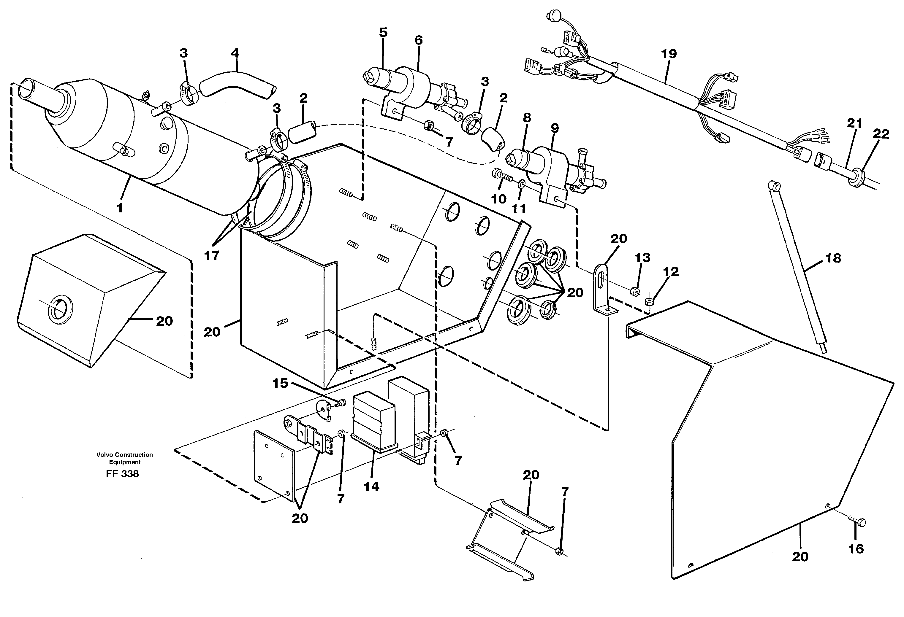 Diesel heater, with fitting parts  14267735 — volvo parts diagram