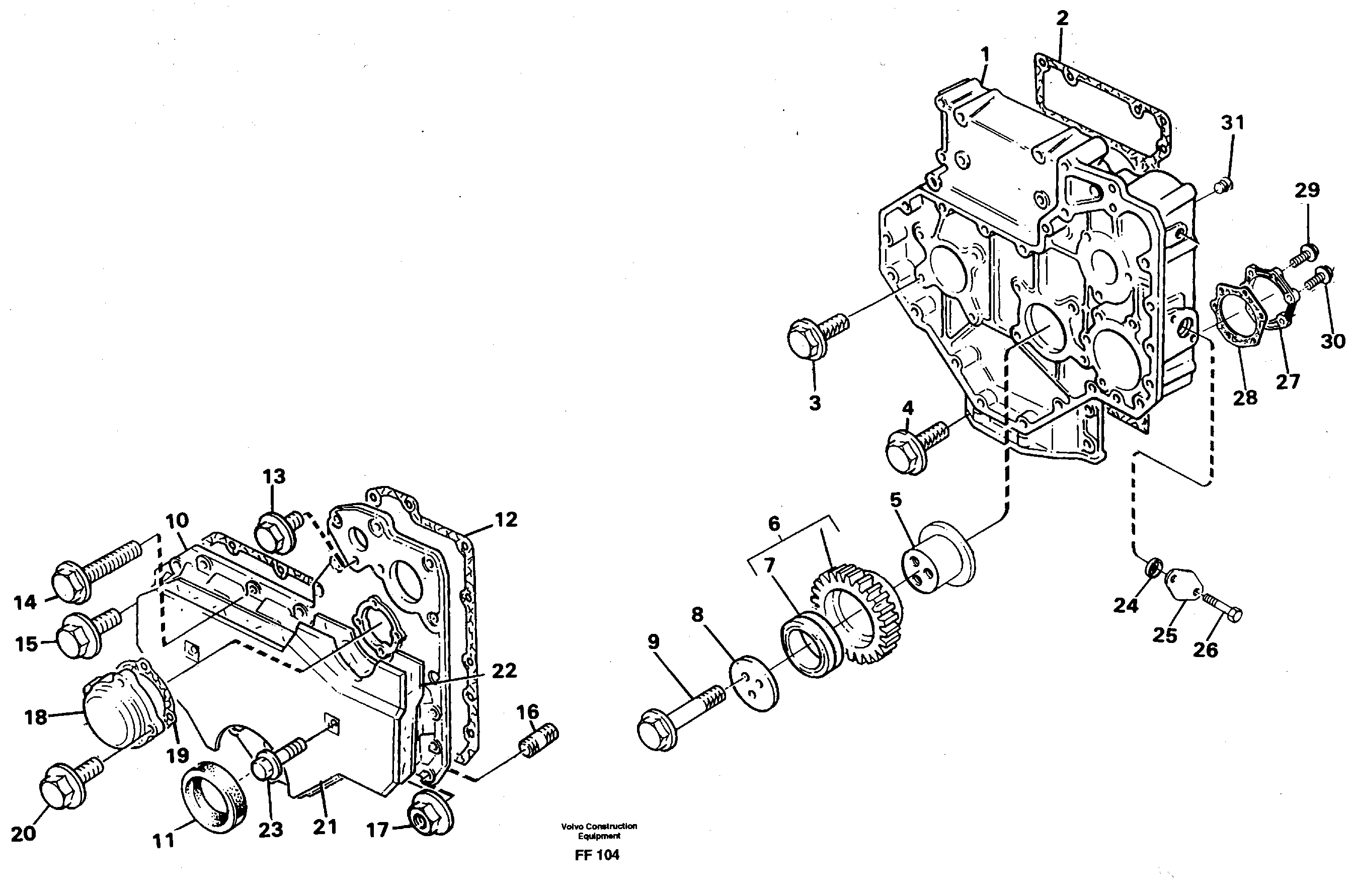 Timing gear casing — volvo parts diagram