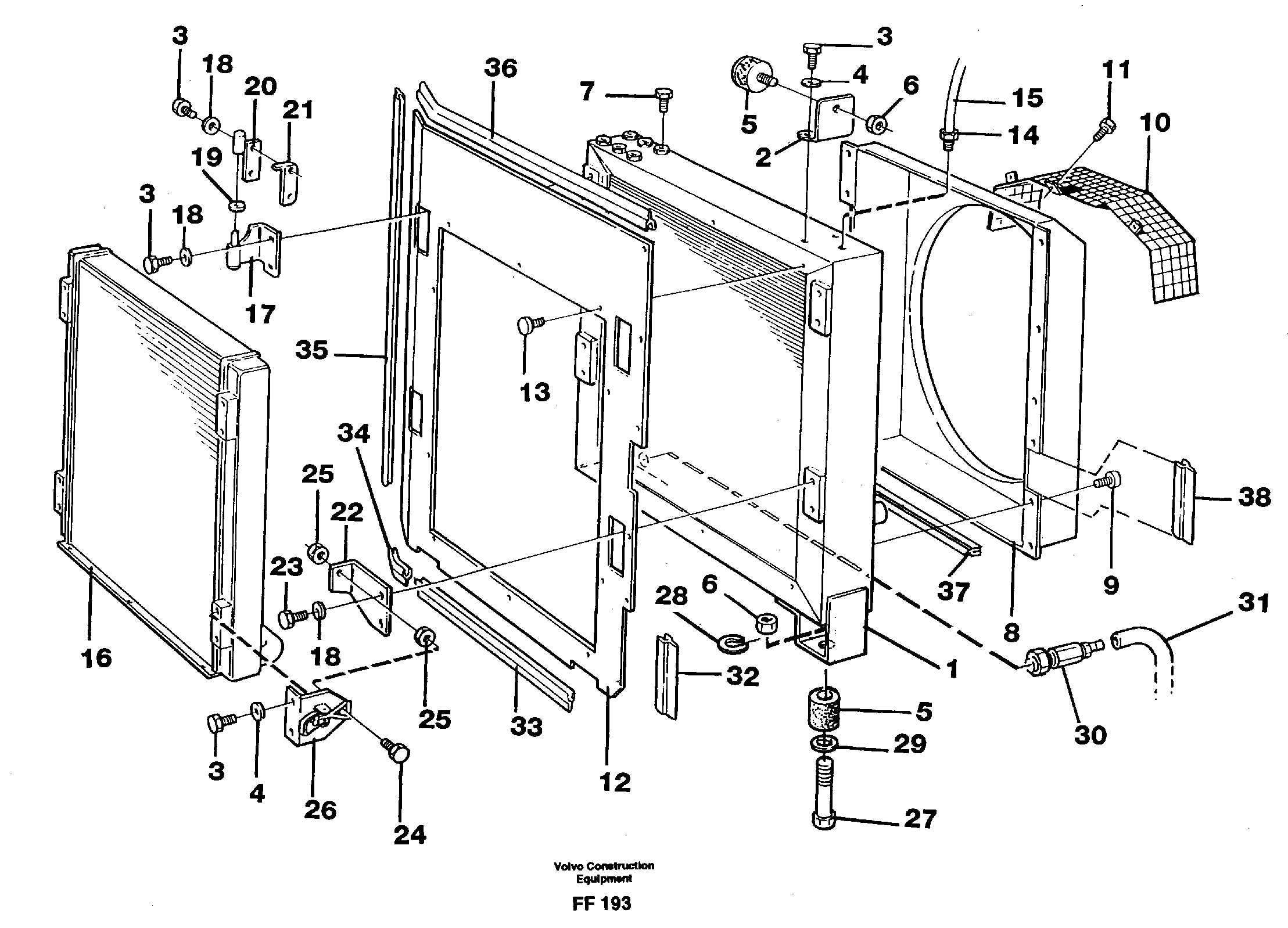 Hydraulic oil cooler — volvo parts diagram