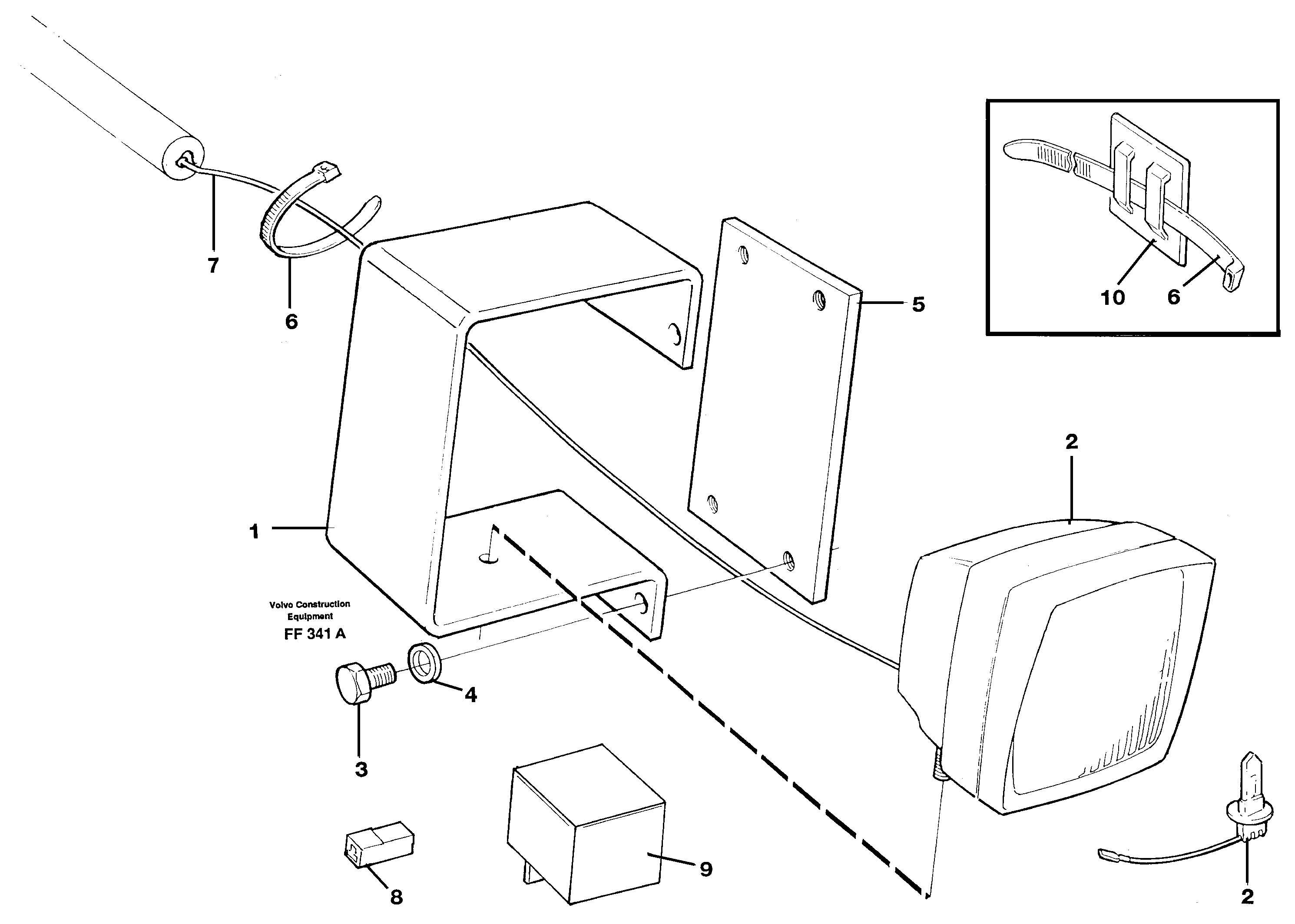Working light on boom + adjustable boom  RH. LH. RH+LH. — volvo parts diagram
