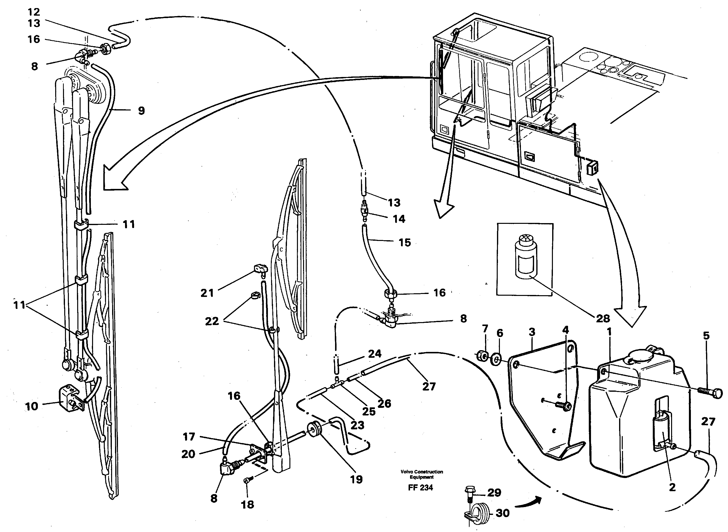 Windshield washer — volvo parts diagram