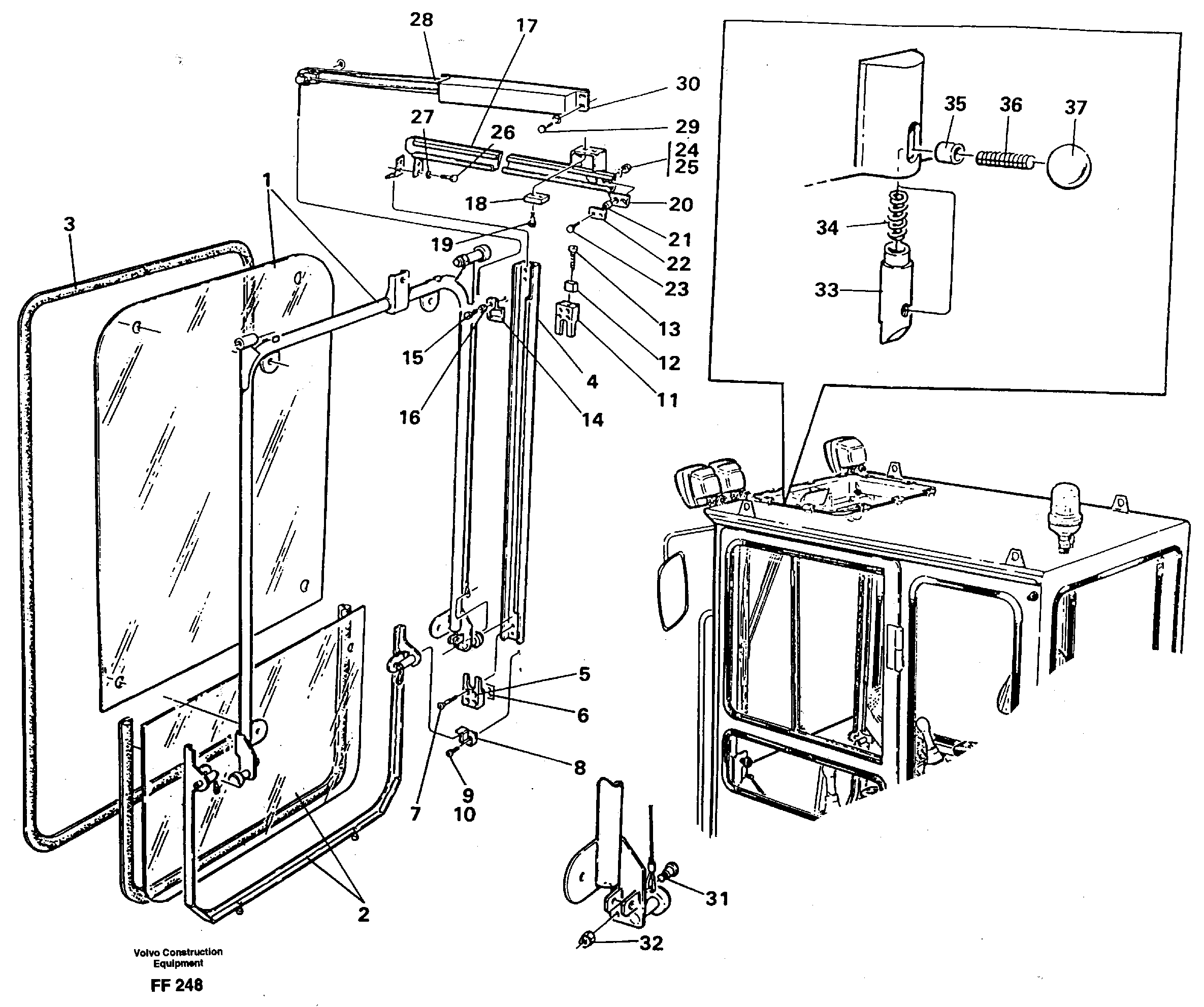 Front window, Lifting device — volvo parts diagram