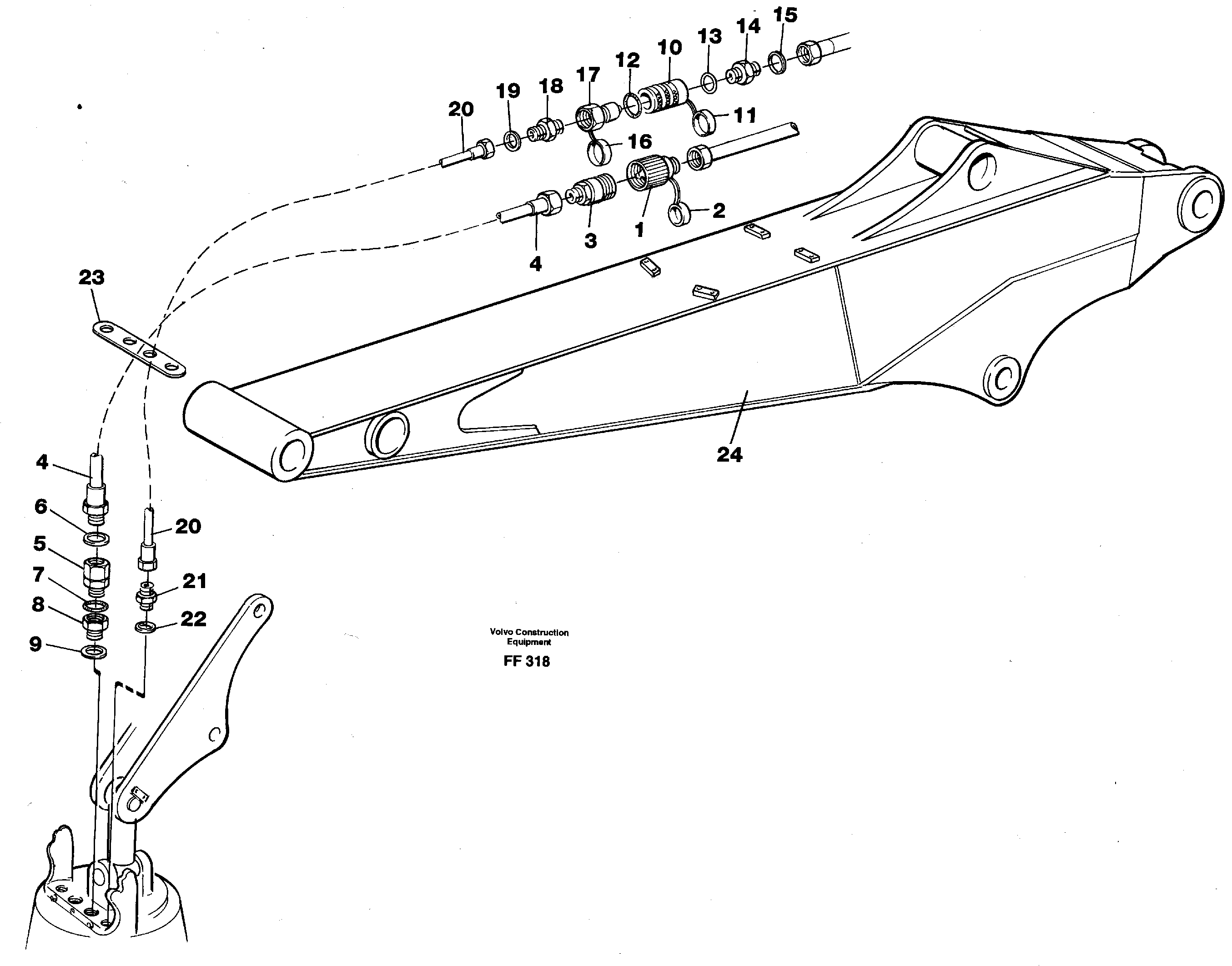 Hose kit for Peiner grab  14259416 — volvo parts diagram