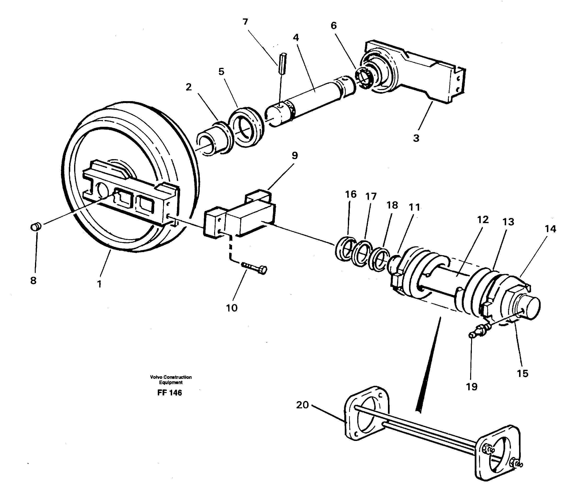 Front idler, tensioning ring  14268051 — volvo parts diagram