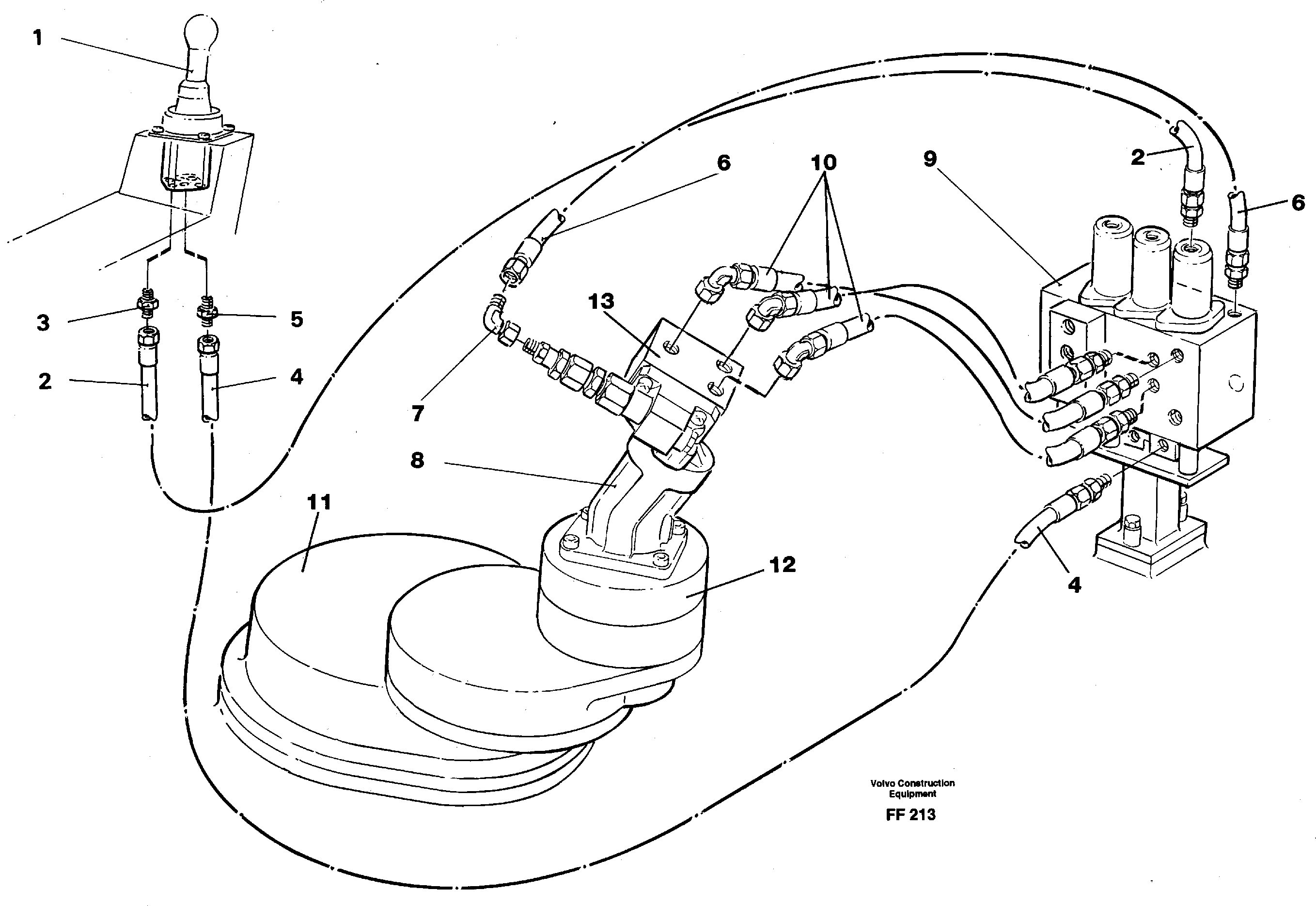 Servo hydraulics, Slewing — volvo parts diagram