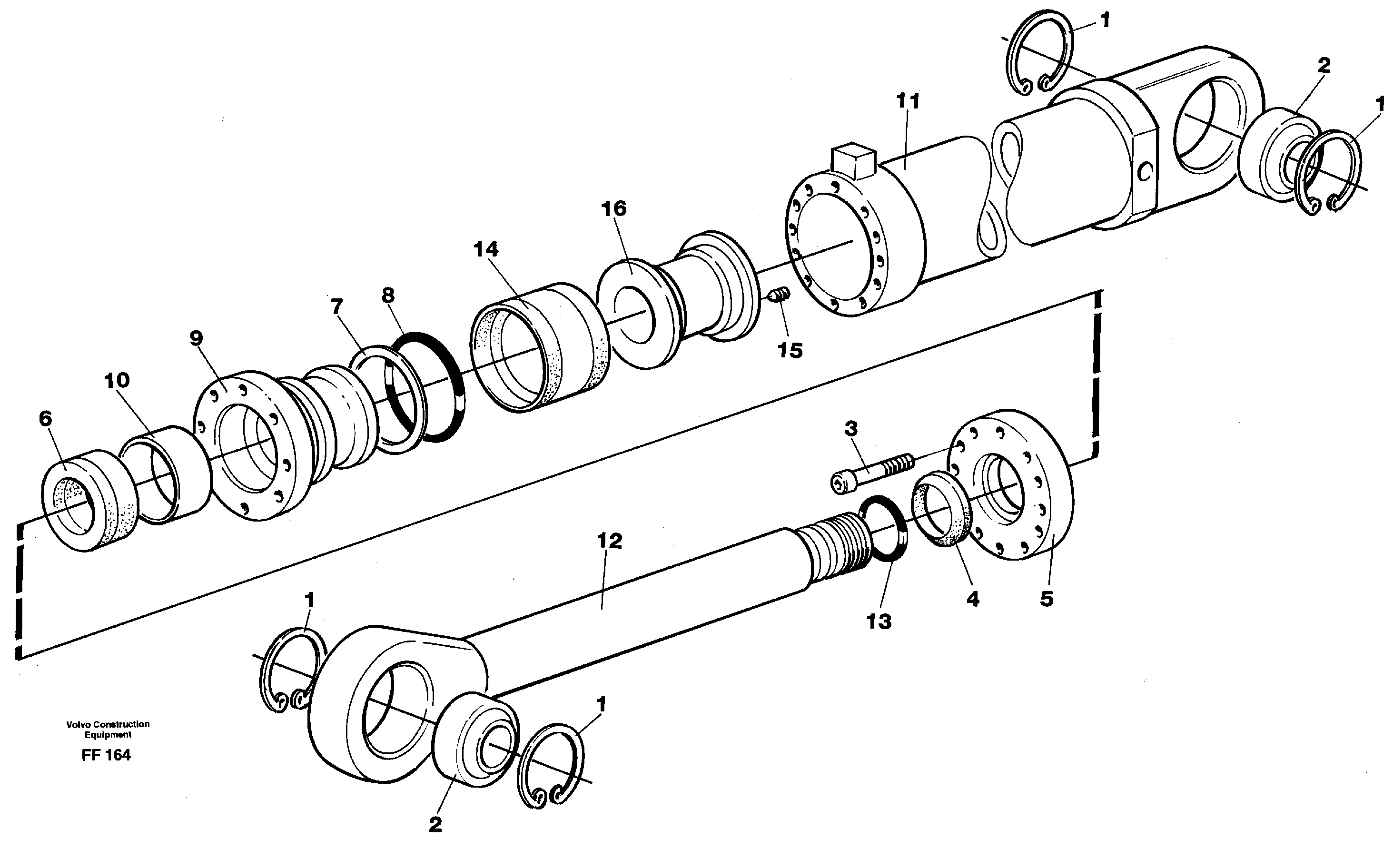 Hydraulic cylinder, dozer blade  14267985 — volvo parts diagram