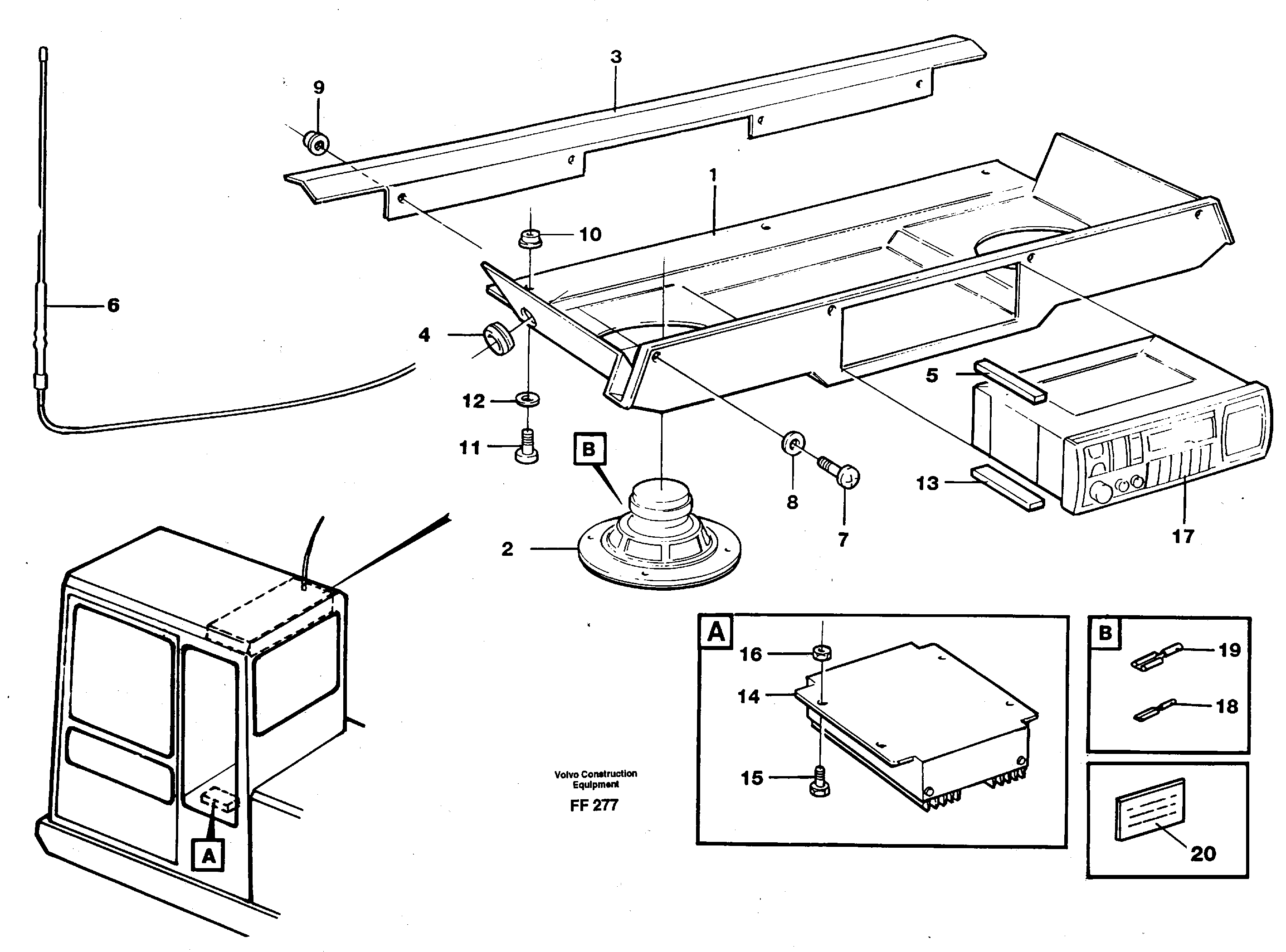 Radio installation with converter  14302131 — volvo parts diagram