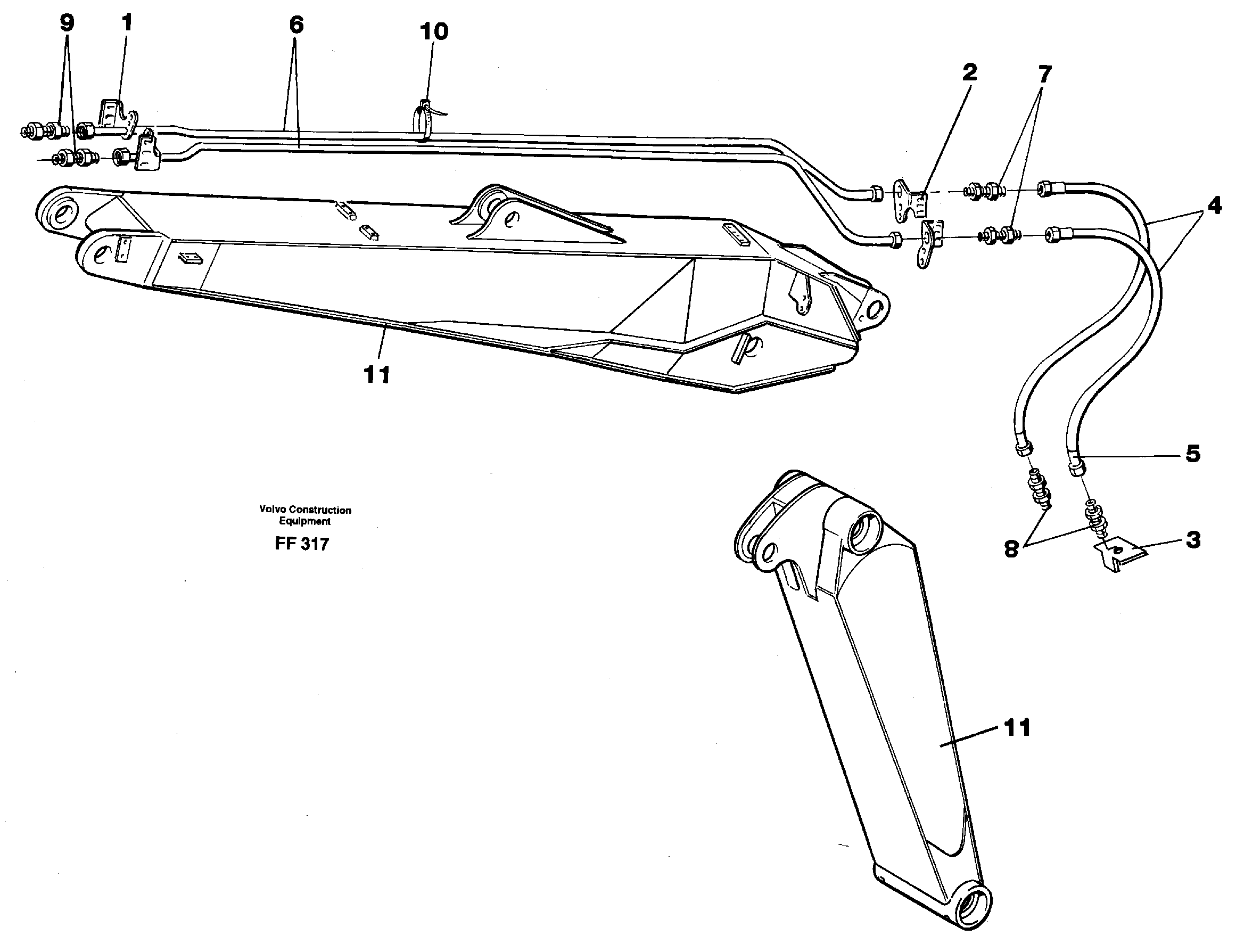 Grab bucket equipment, adjustible boom 4.62m  14259580 — volvo parts diagram