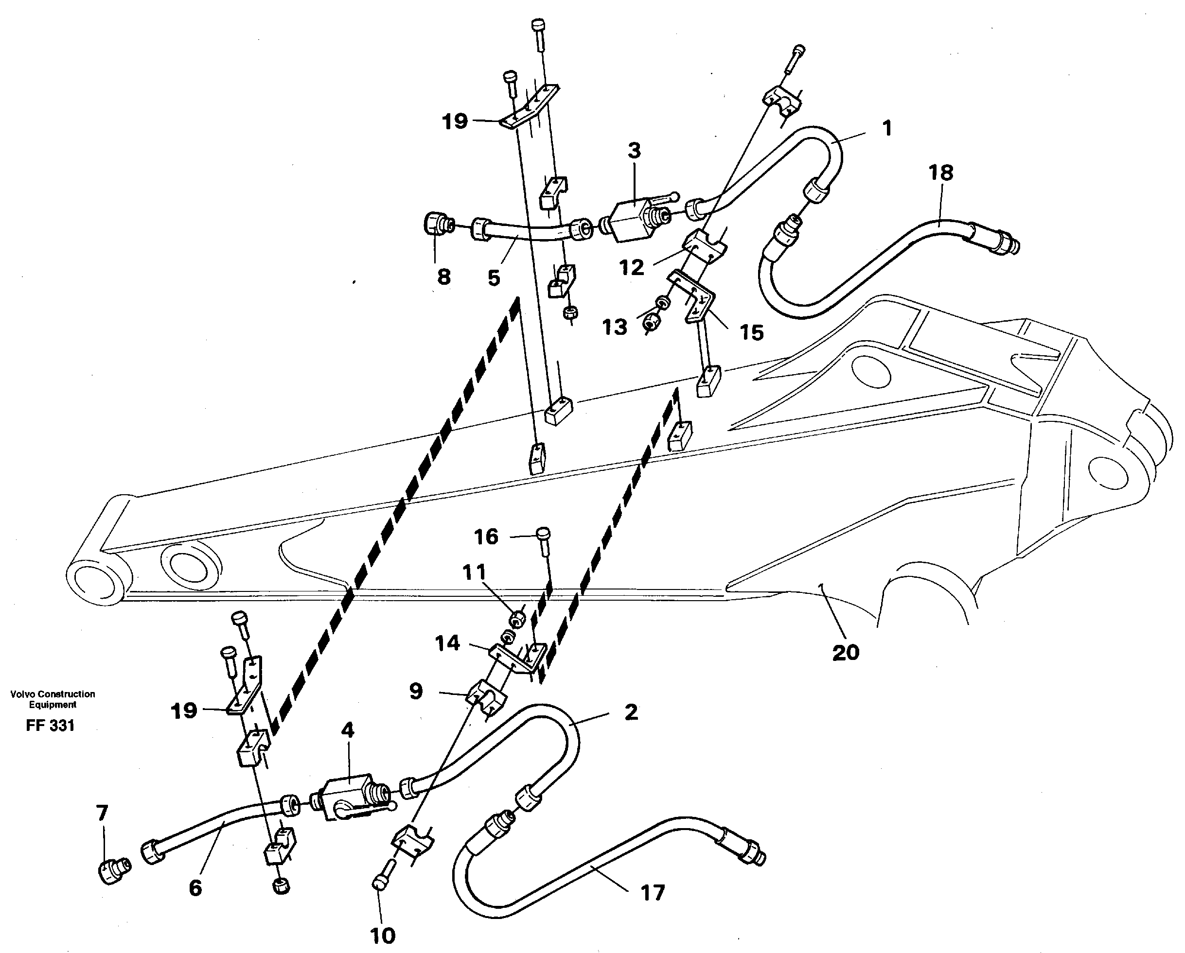 Hydraulic hammer equipm. with shut-off cocks, dipper arm 2.0m and 2.4m  14262398 14253109 — volvo parts diagram