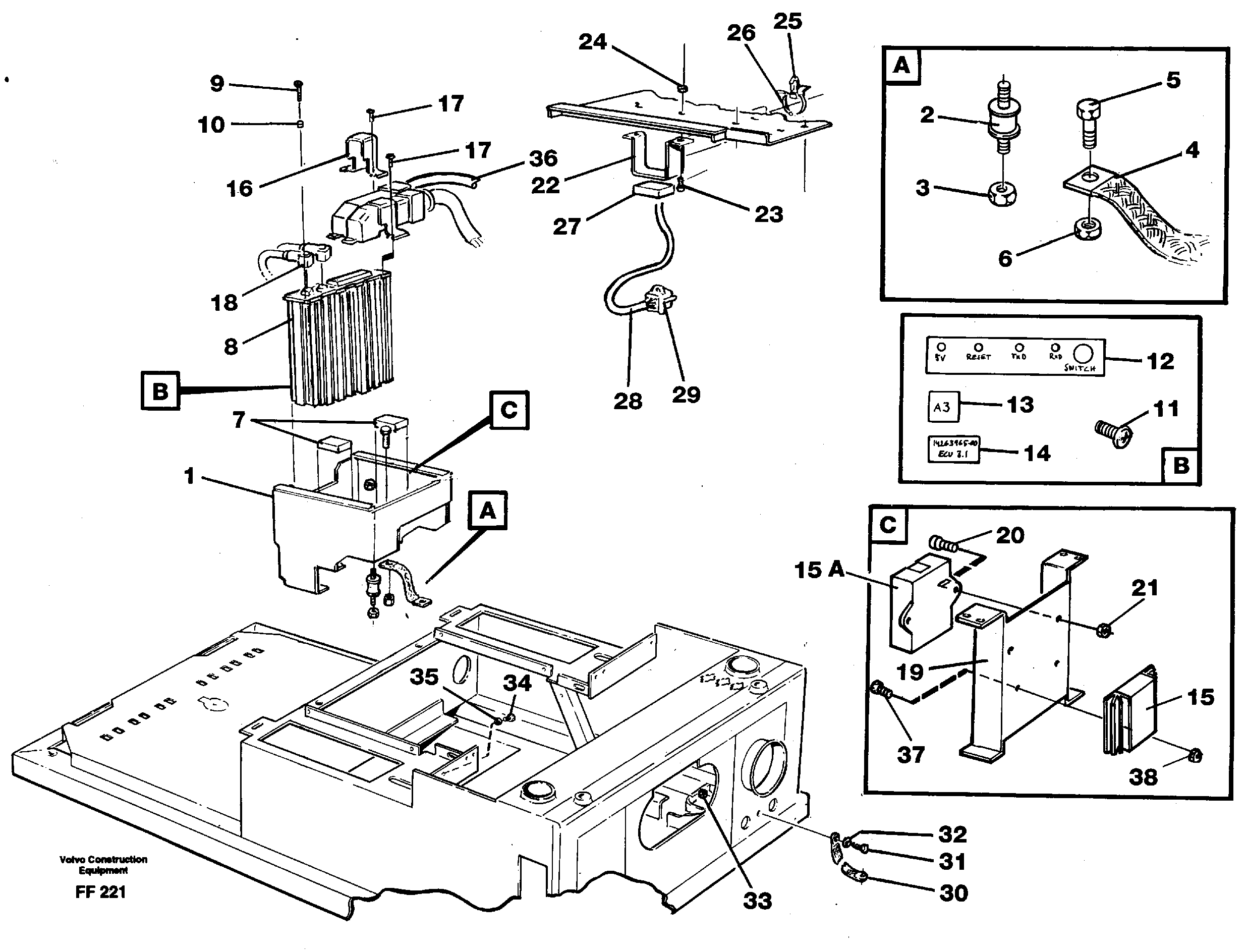 Electric installation in cab floor — volvo parts diagram