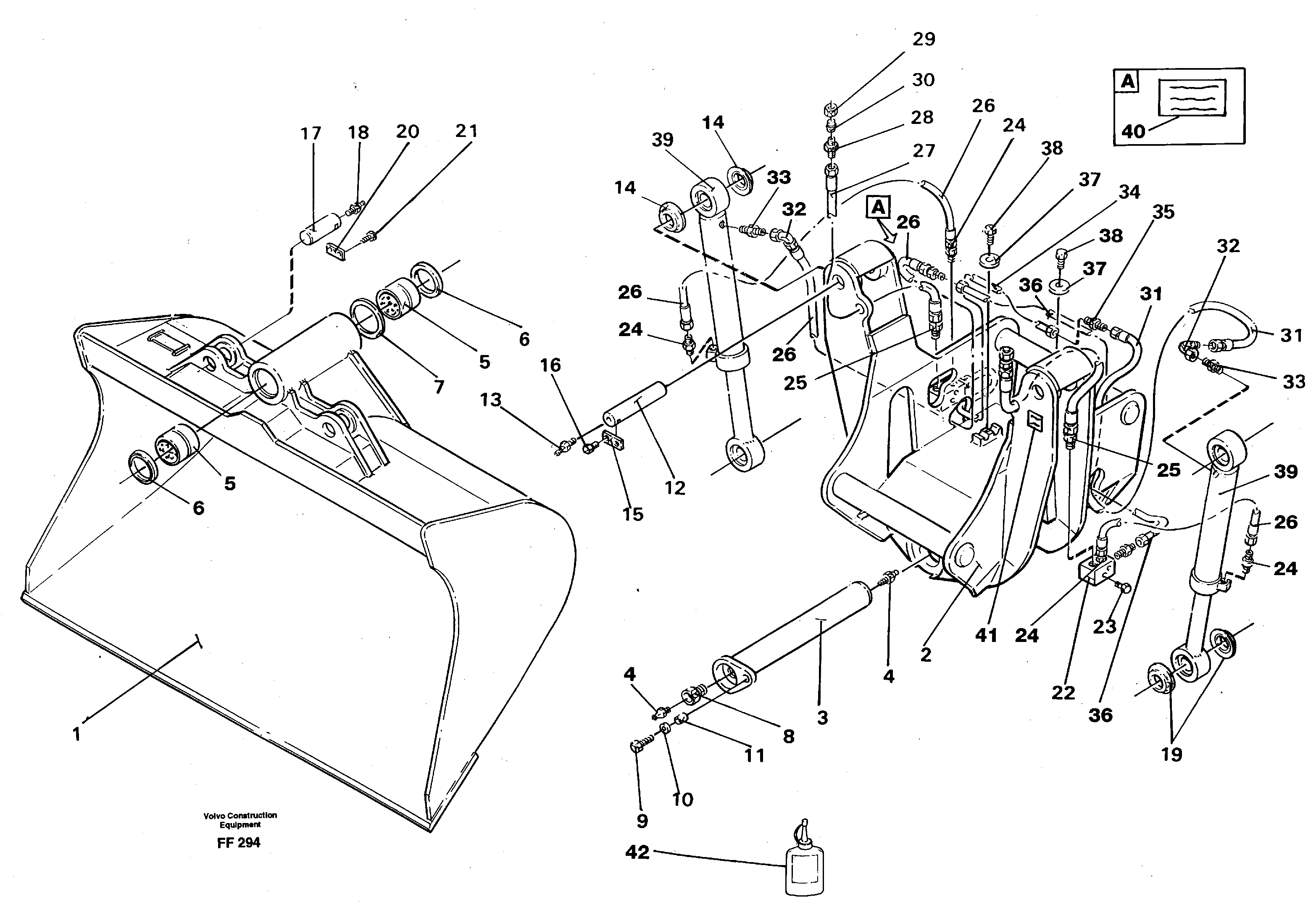 Articulated slope bucket  14265051 — volvo parts diagram