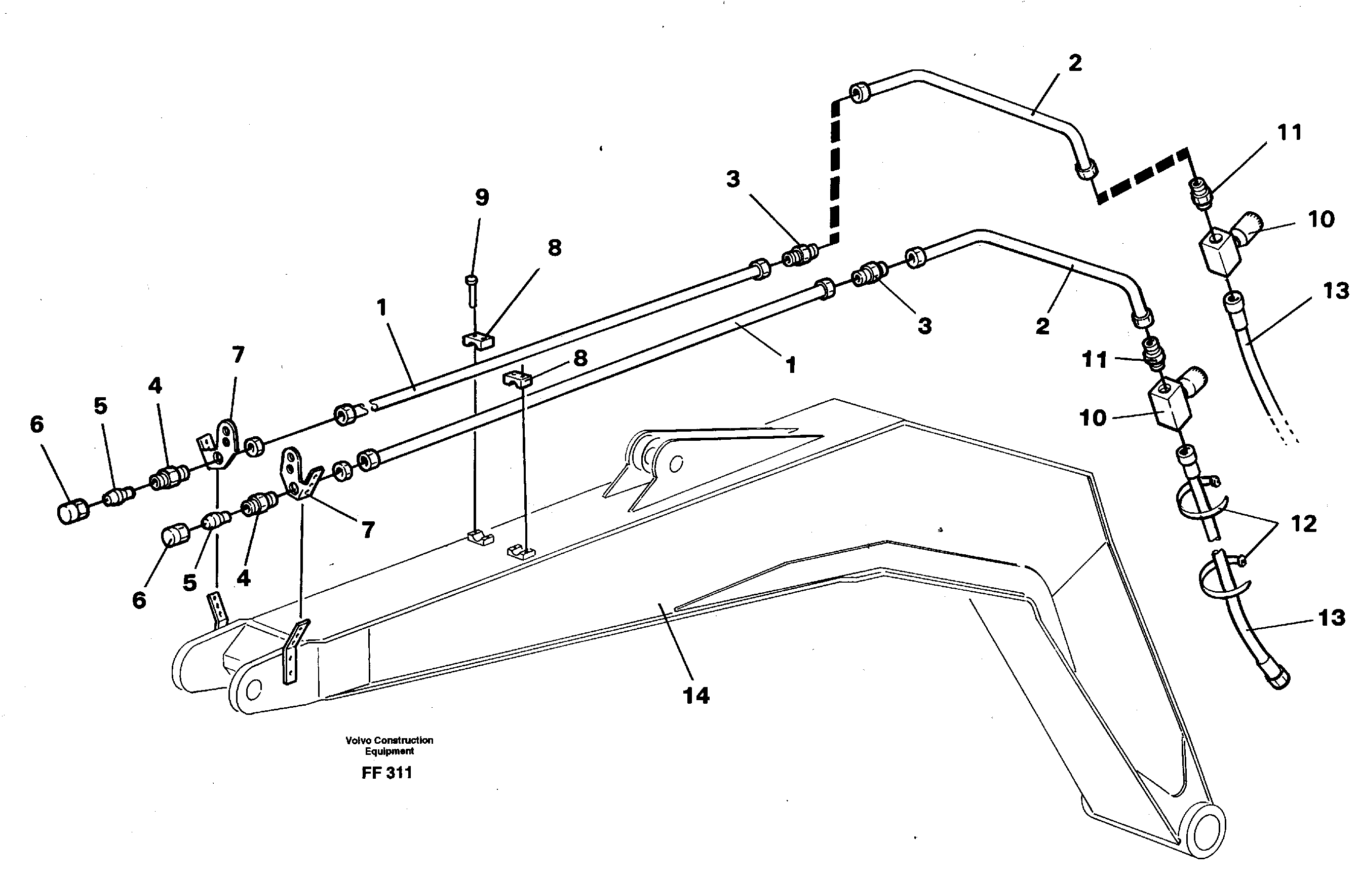 Slope/grab bucket equipment, boom 4.4m  14253440 — volvo parts diagram