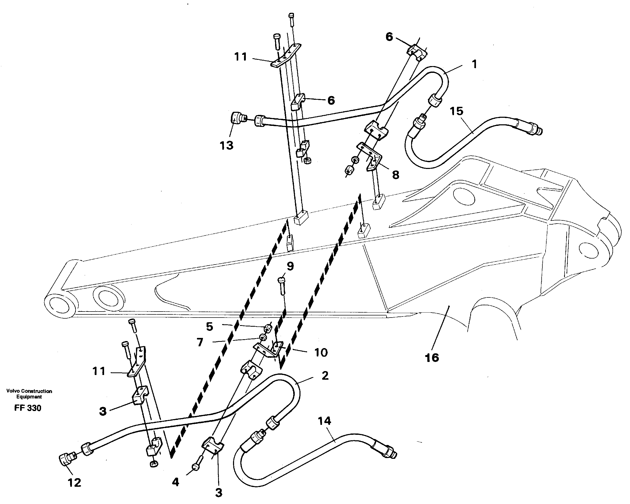 Hydraulic hammer equipm. digger arm 2.0m and 2.4m  14262399 14253358 — volvo parts diagram