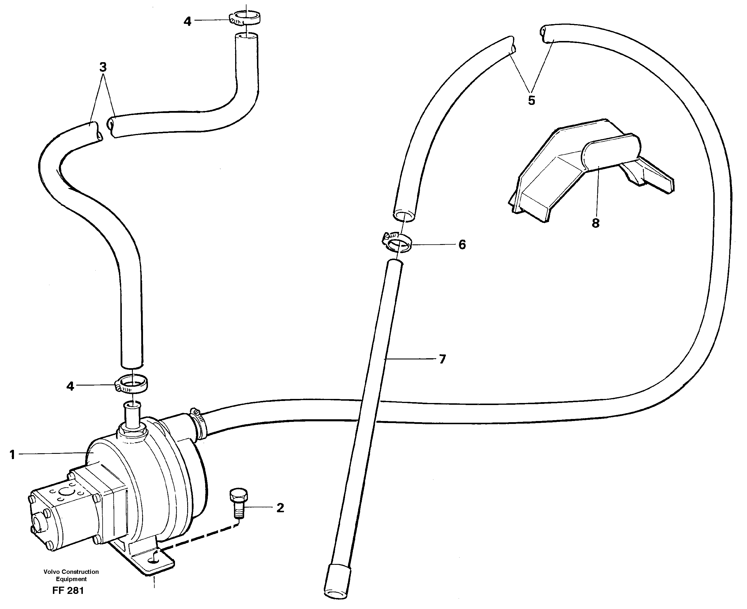 Fuelfilling pump with hoses — volvo parts diagram