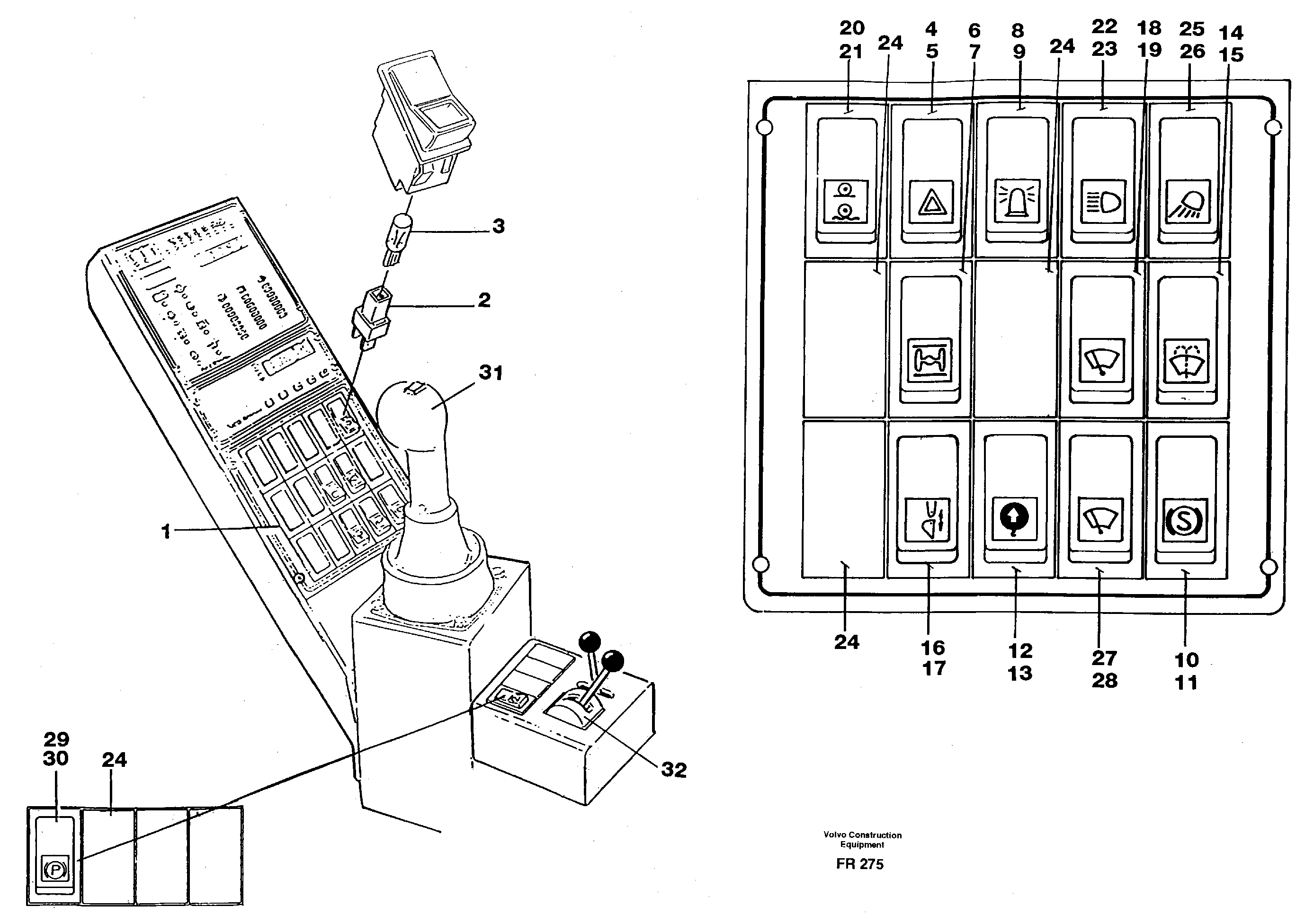 Toggle switch panel — volvo parts diagram