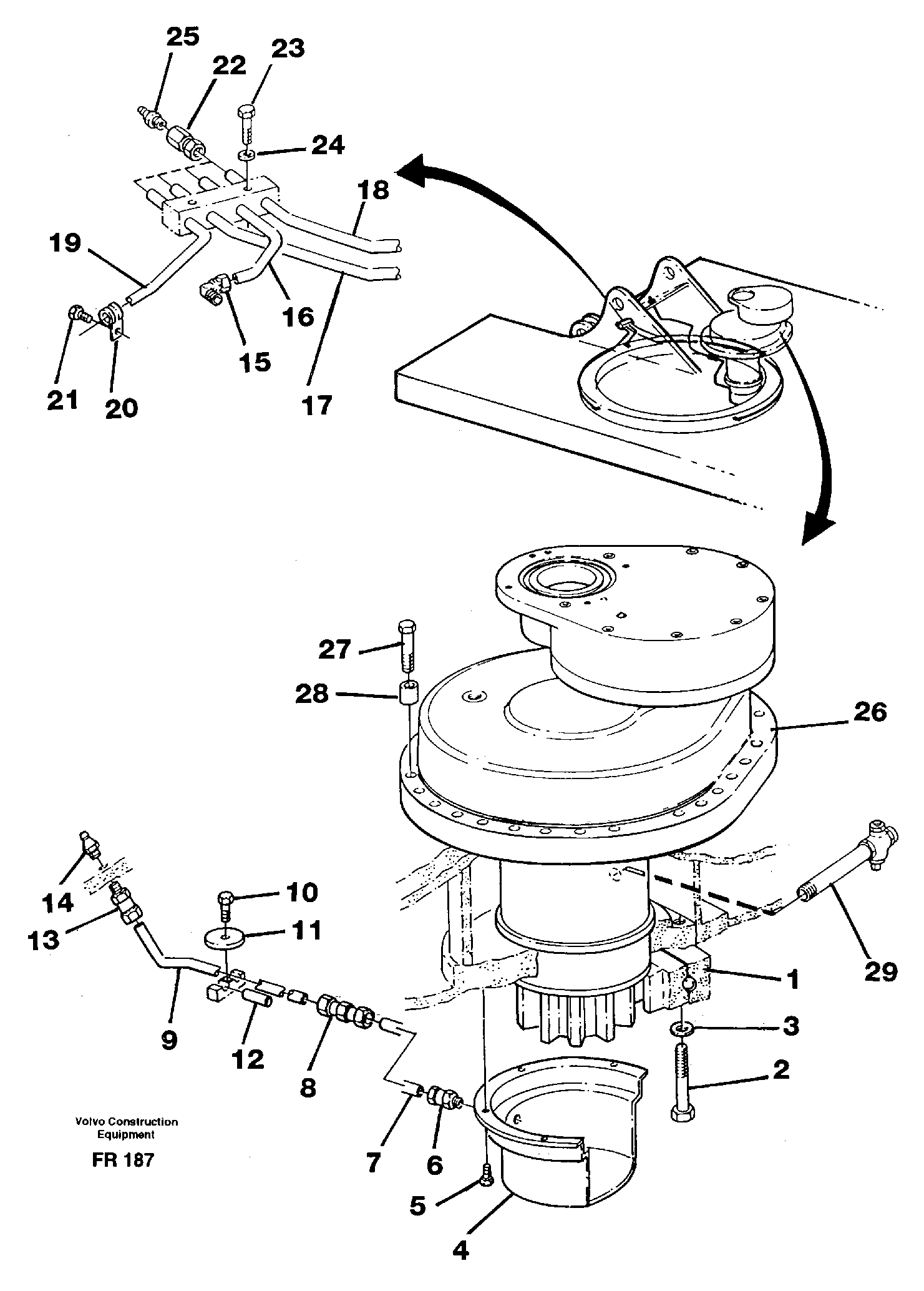 Superstructure with slew transmission — volvo parts diagram