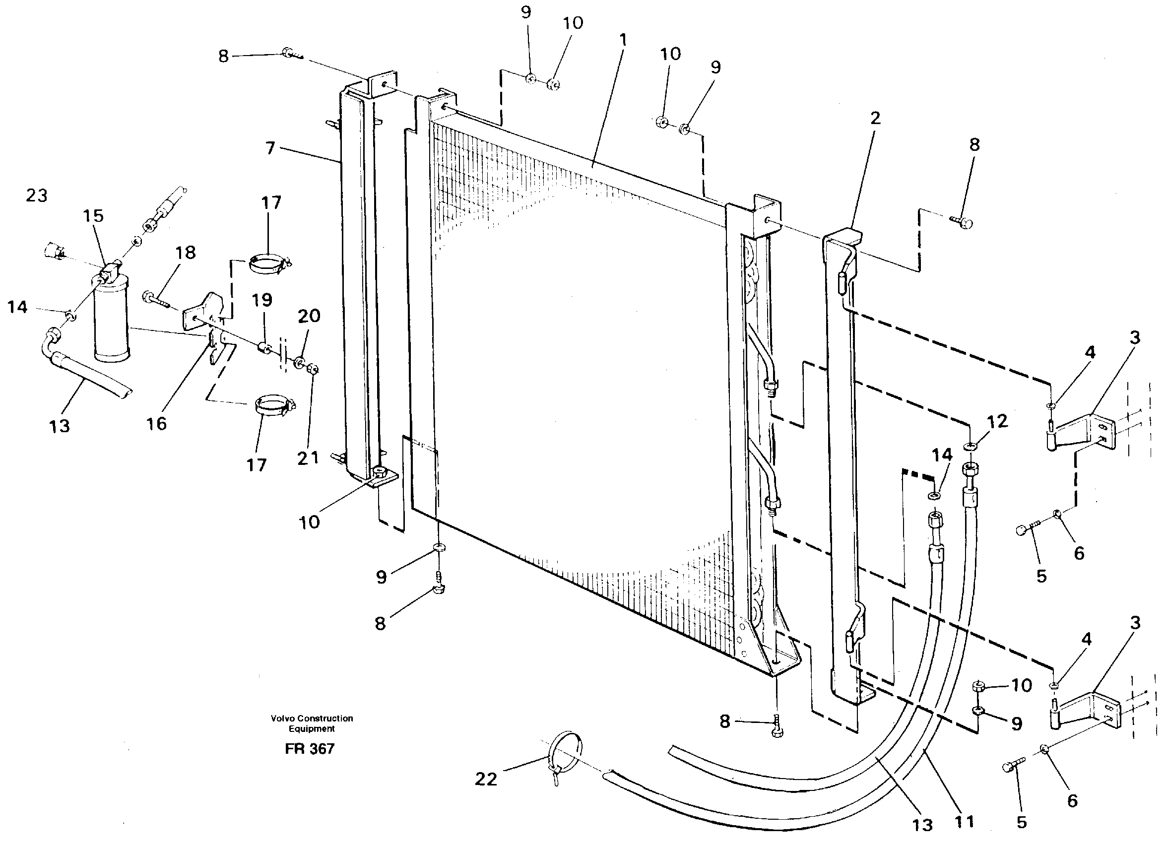 Condensor with fitting parts Cooling agent R12 — volvo parts diagram
