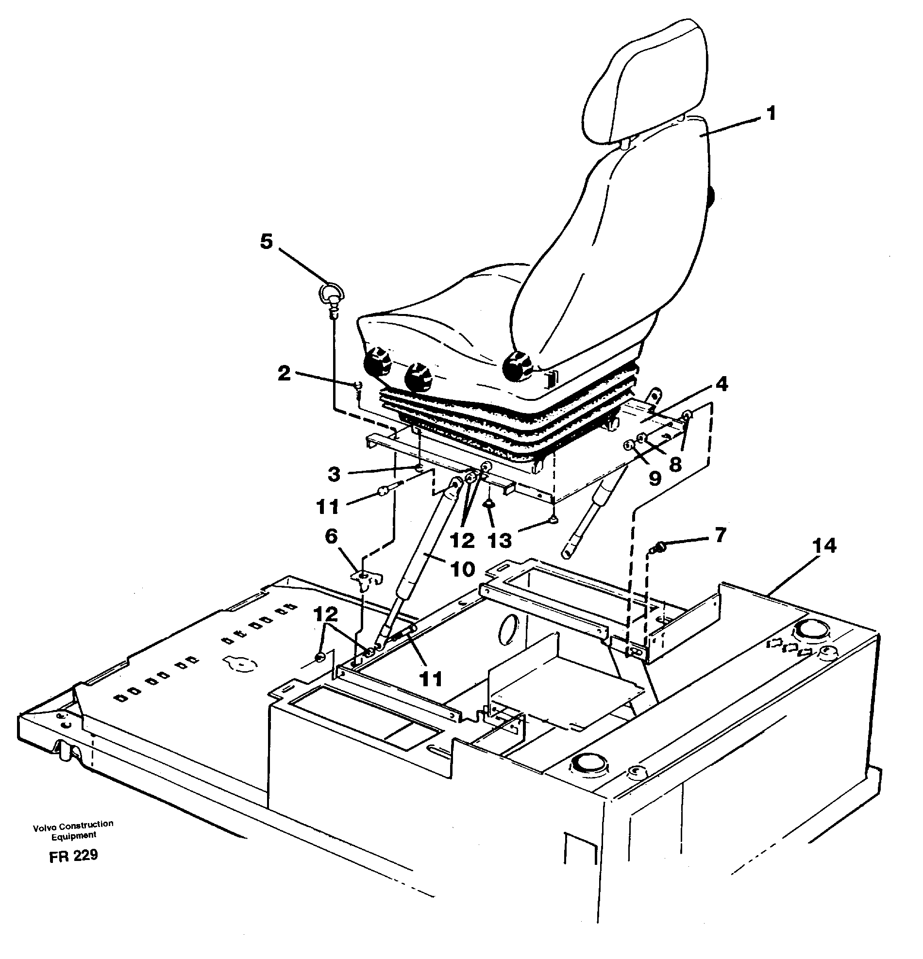 Operator seat with fitting parts — volvo parts diagram