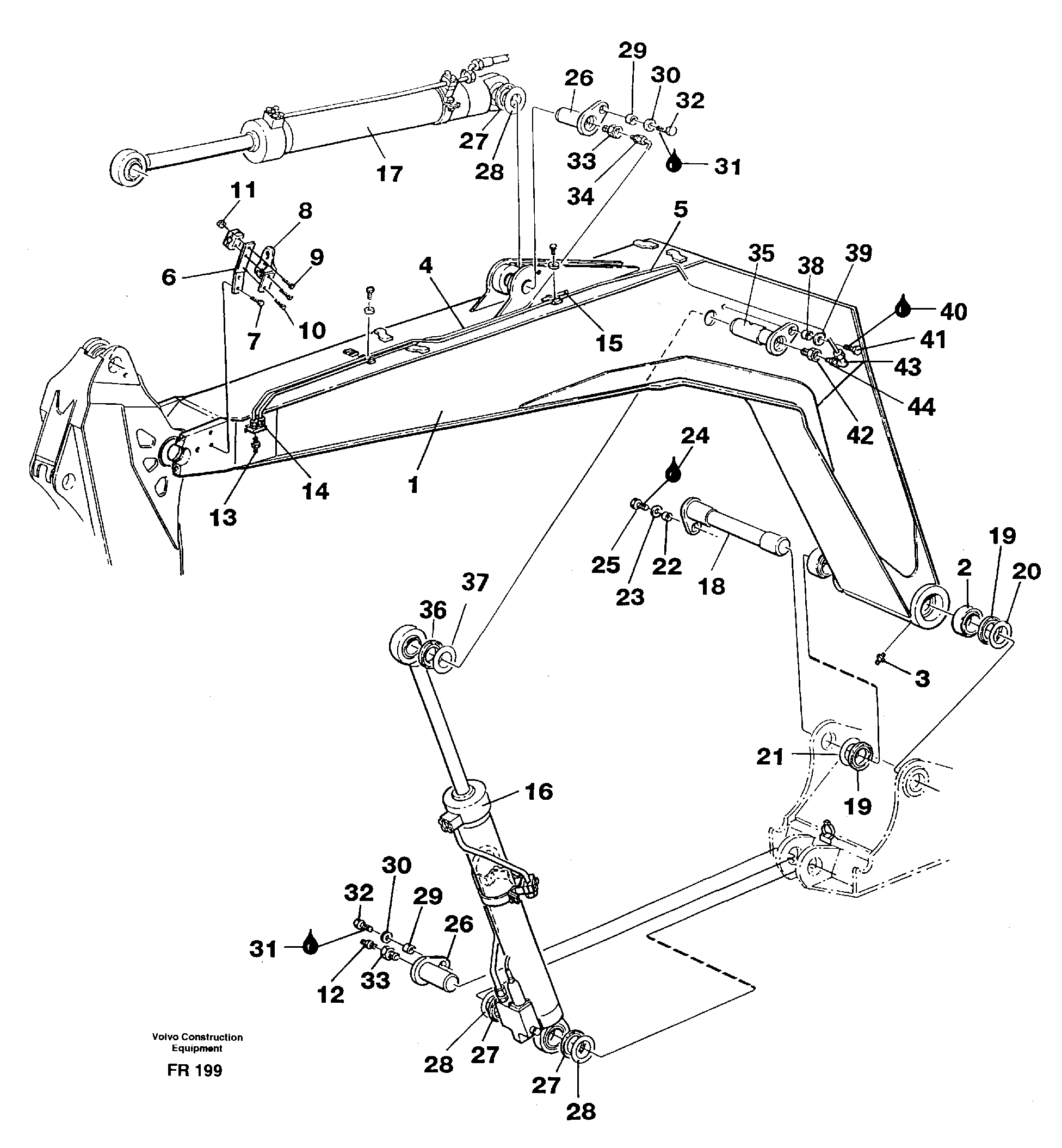 Boom incl mounting parts — volvo parts diagram