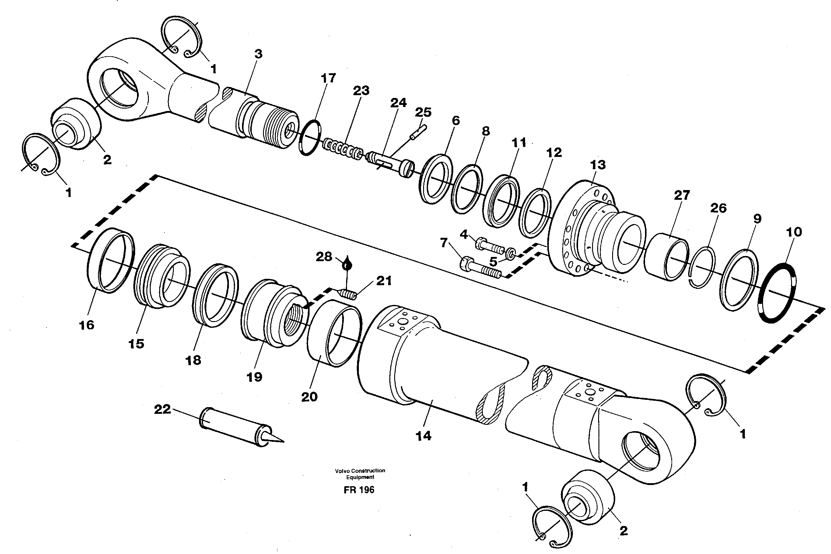 Dipper arm cylinder — volvo parts diagram