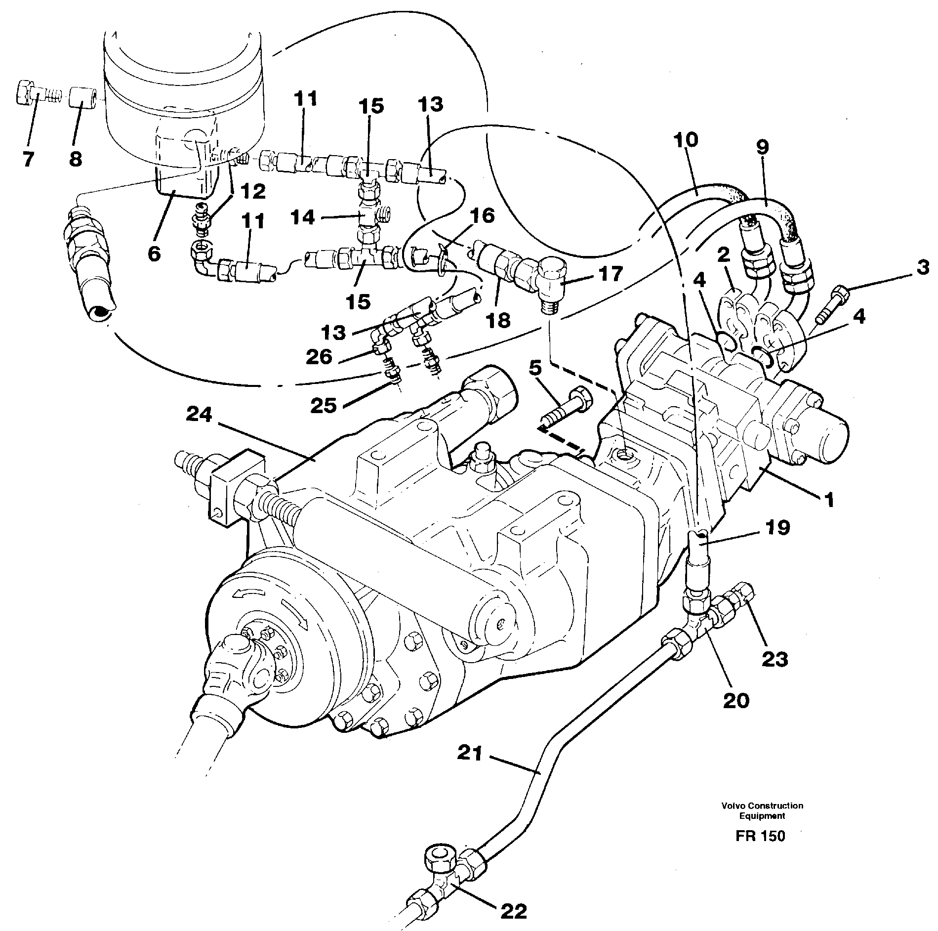 Hydraulic system, transport in undercarrige — volvo parts diagram