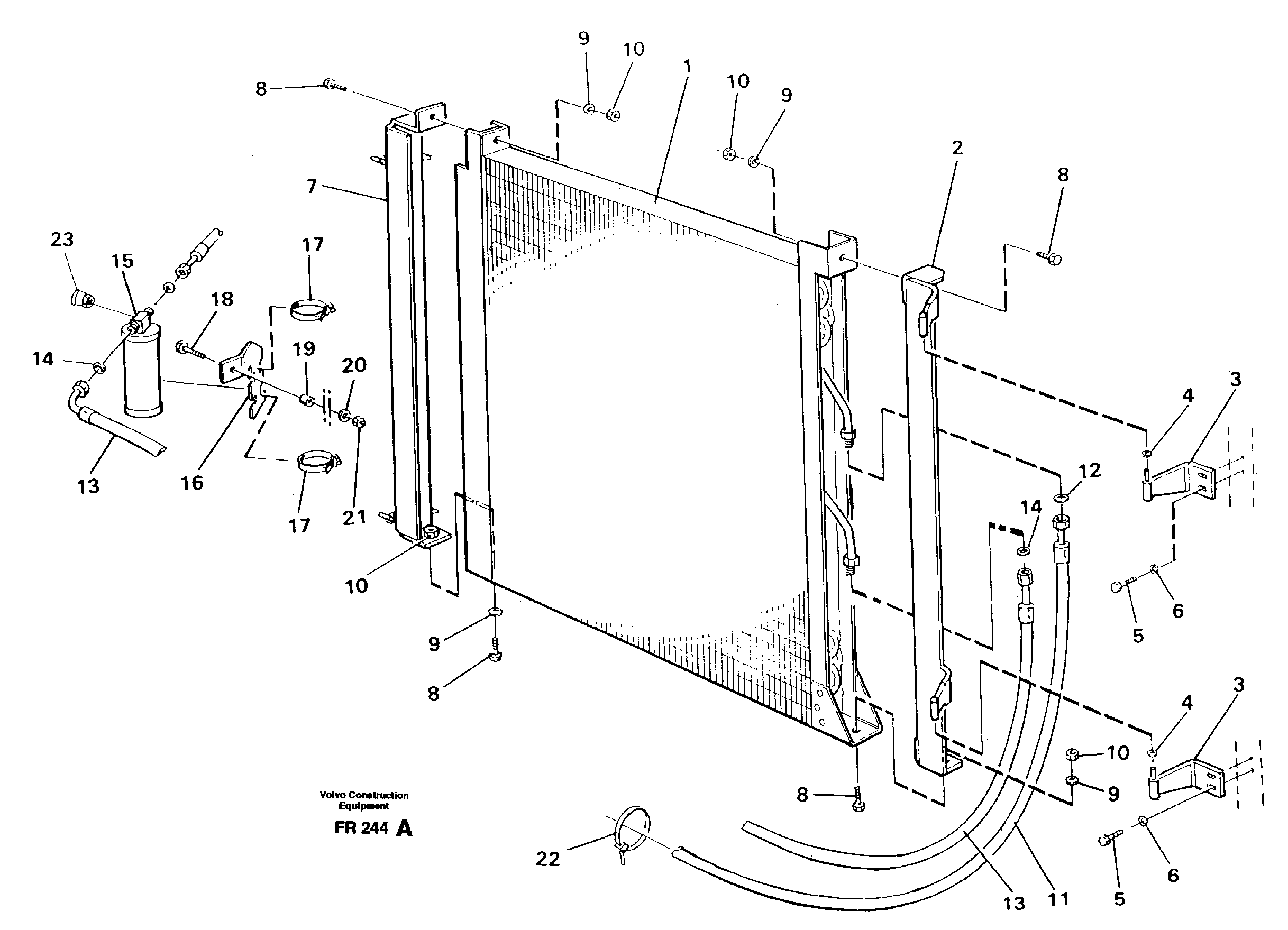 Condensor with fitting parts Cooling agent R134 A — volvo parts diagram