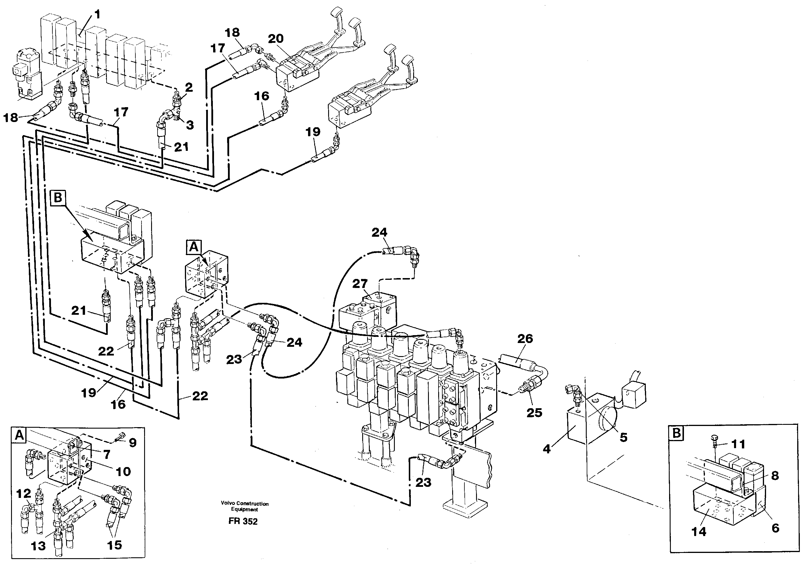 Hydraulic equipment for shears in base machine  14265918 — volvo parts diagram