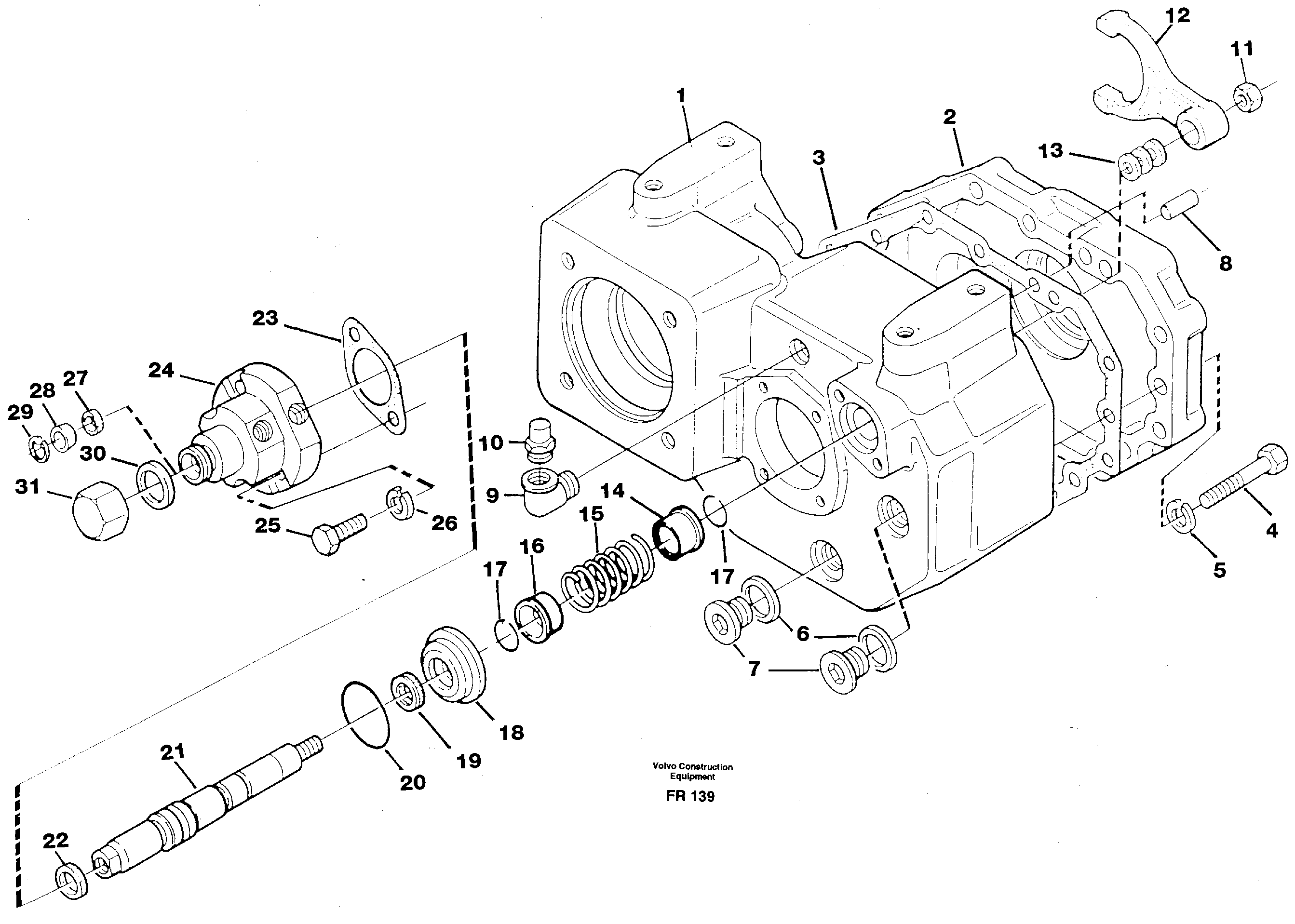 Gear box casing incl. mounting parts — volvo parts diagram