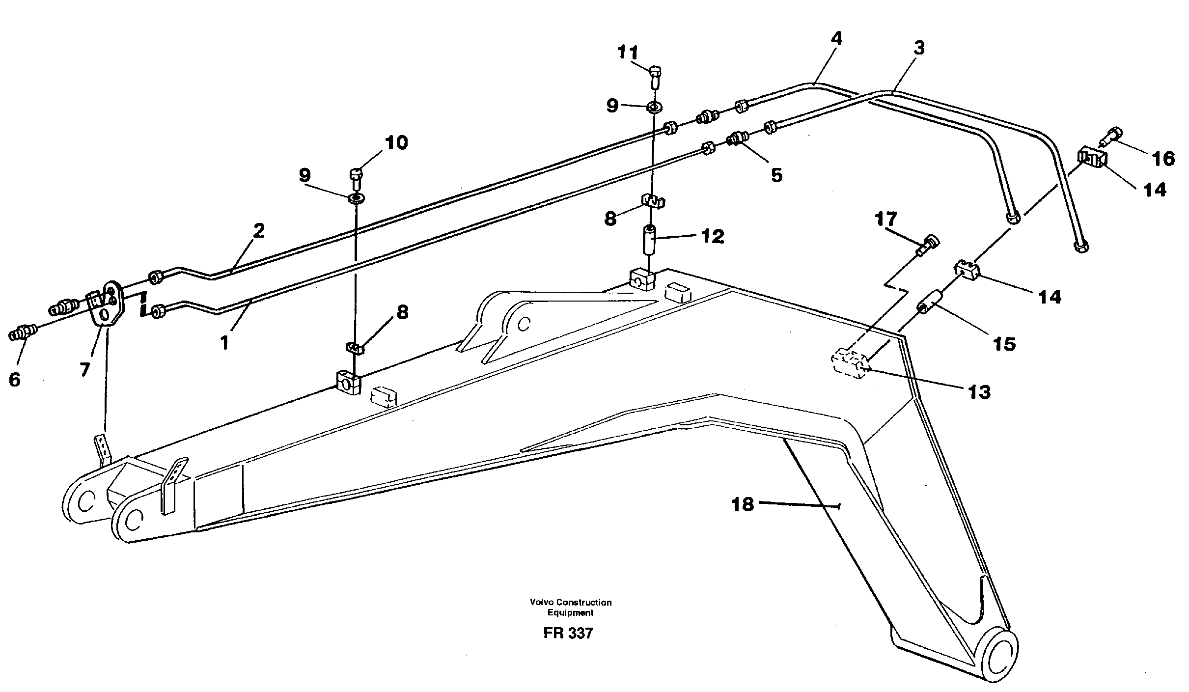 Grab/clamshell equipment on boom  14259581 — volvo parts diagram
