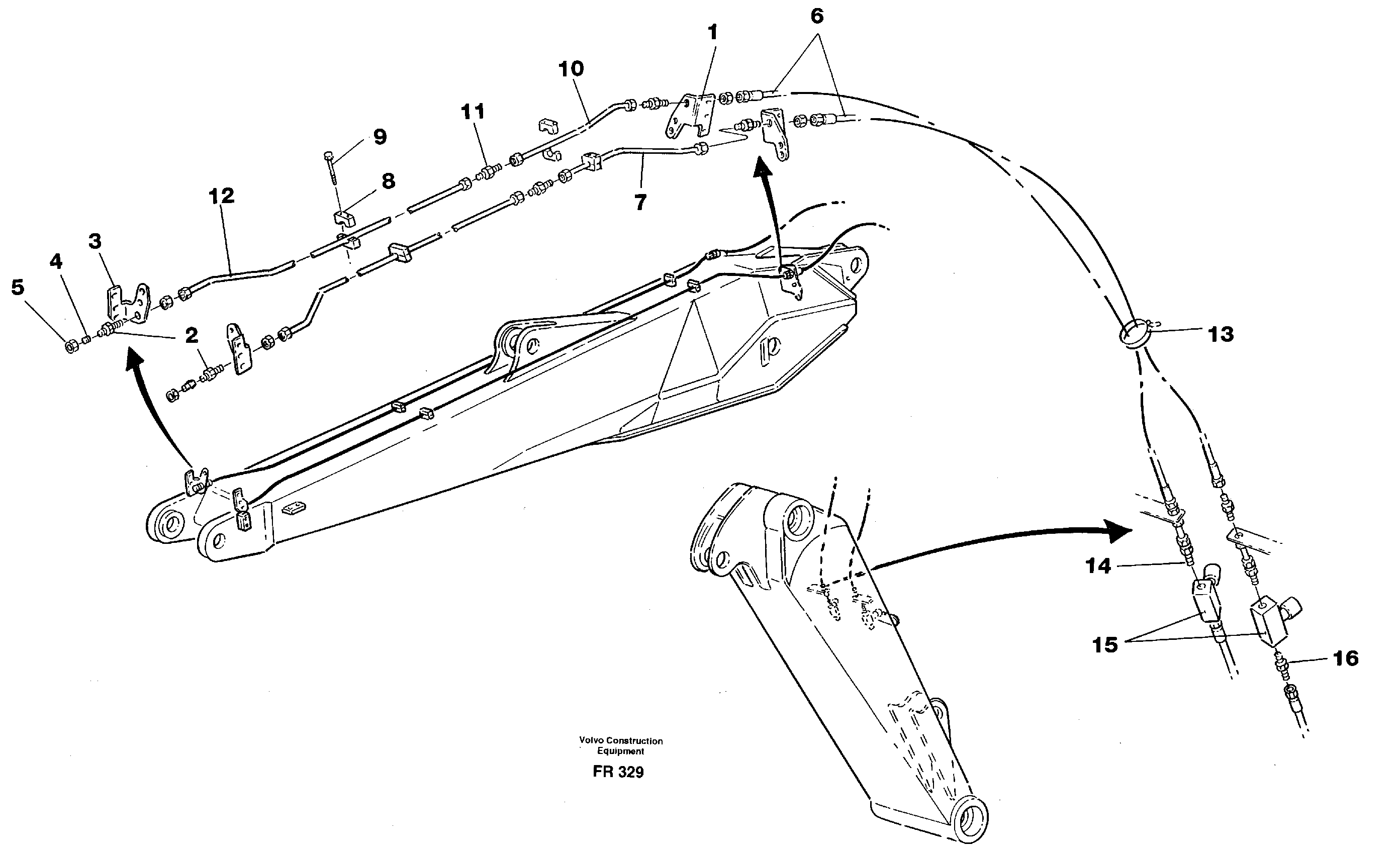 Slope bucket/ clamshell equipment on articulated boom  14253464 — volvo parts diagram