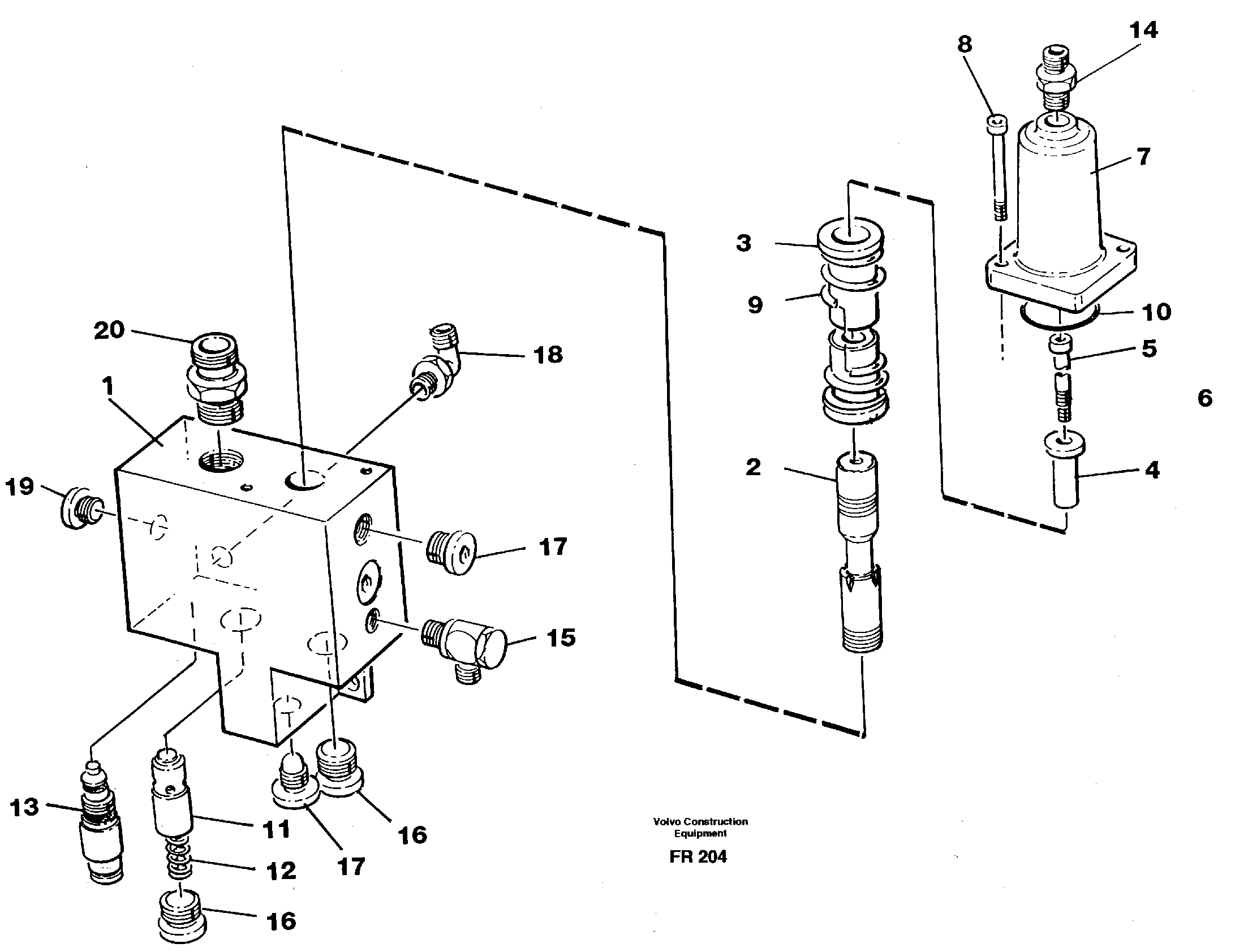 Hose rupture valve, adjustable boom — volvo parts diagram