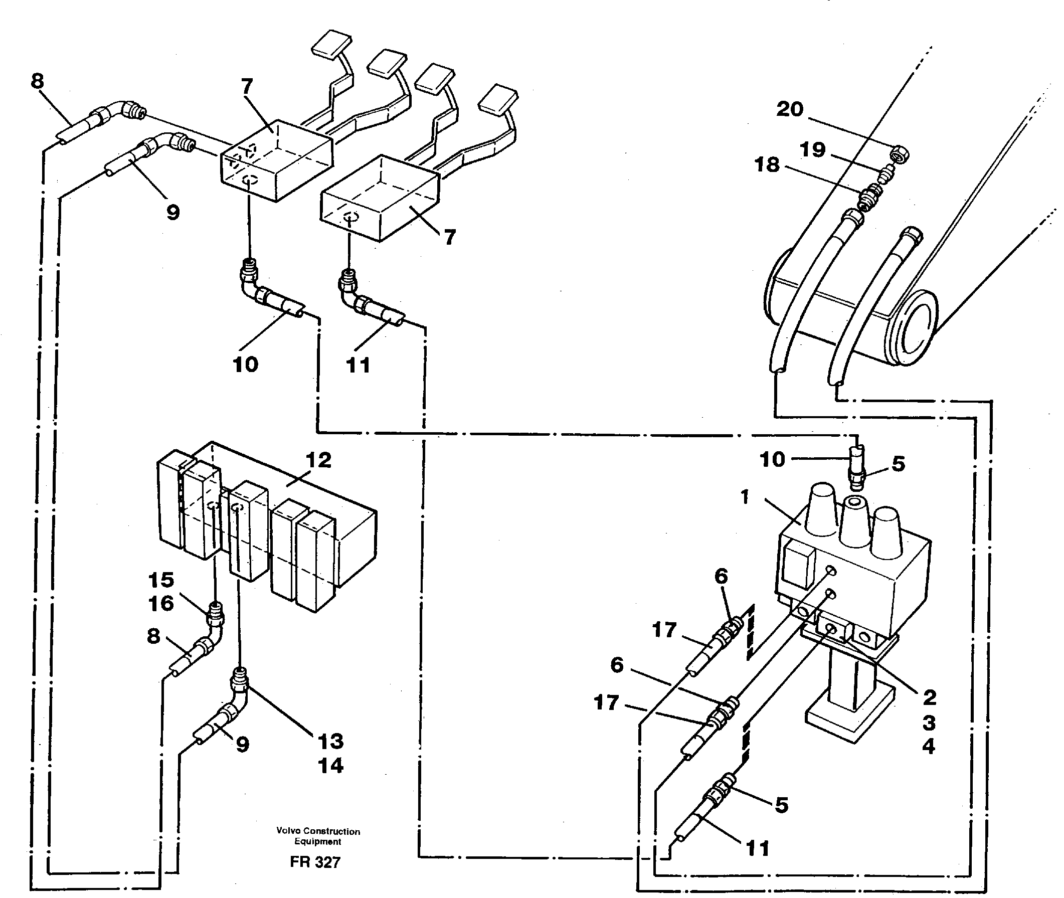 Slope bucket/rotator equipment for mono-boom in base machine  14258394 — volvo parts diagram