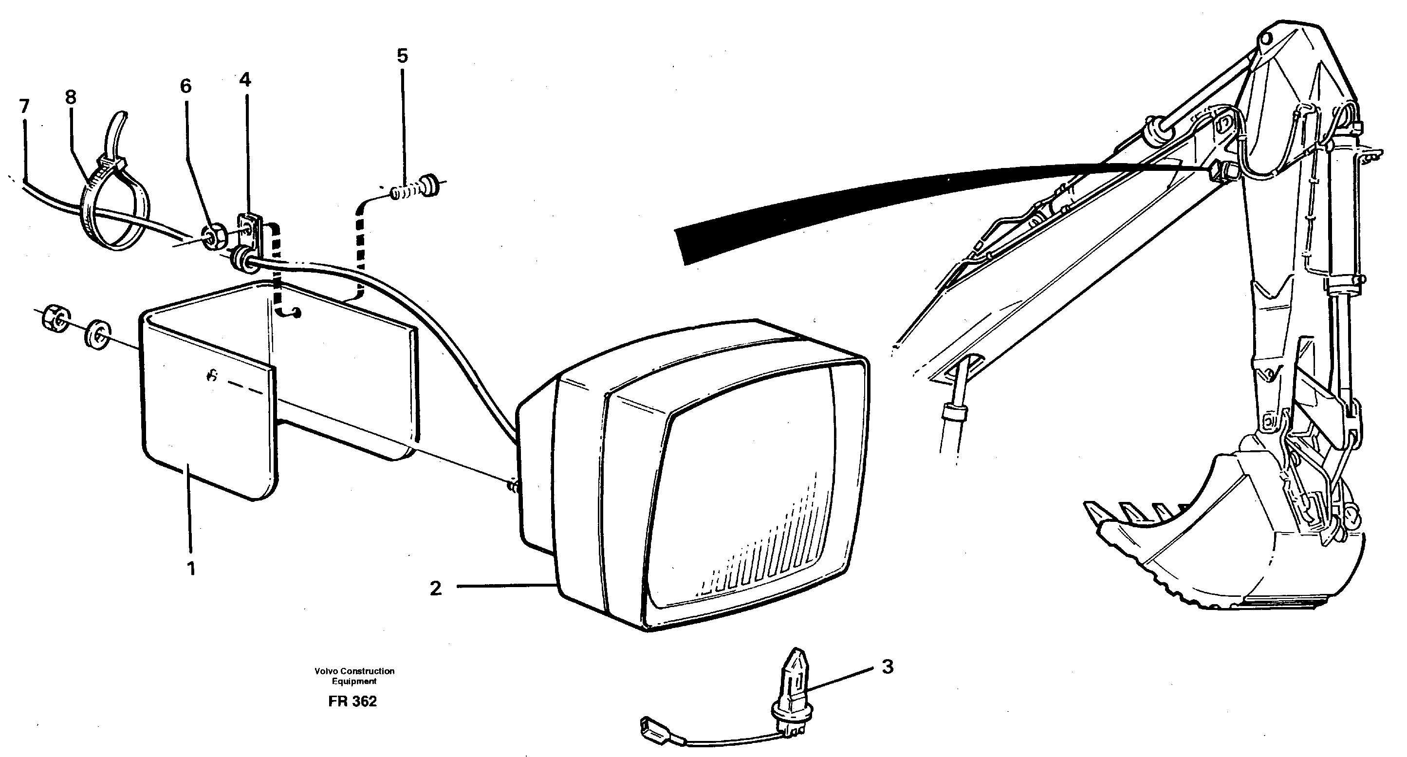 Working lamp on boom 14257807 — volvo parts diagram