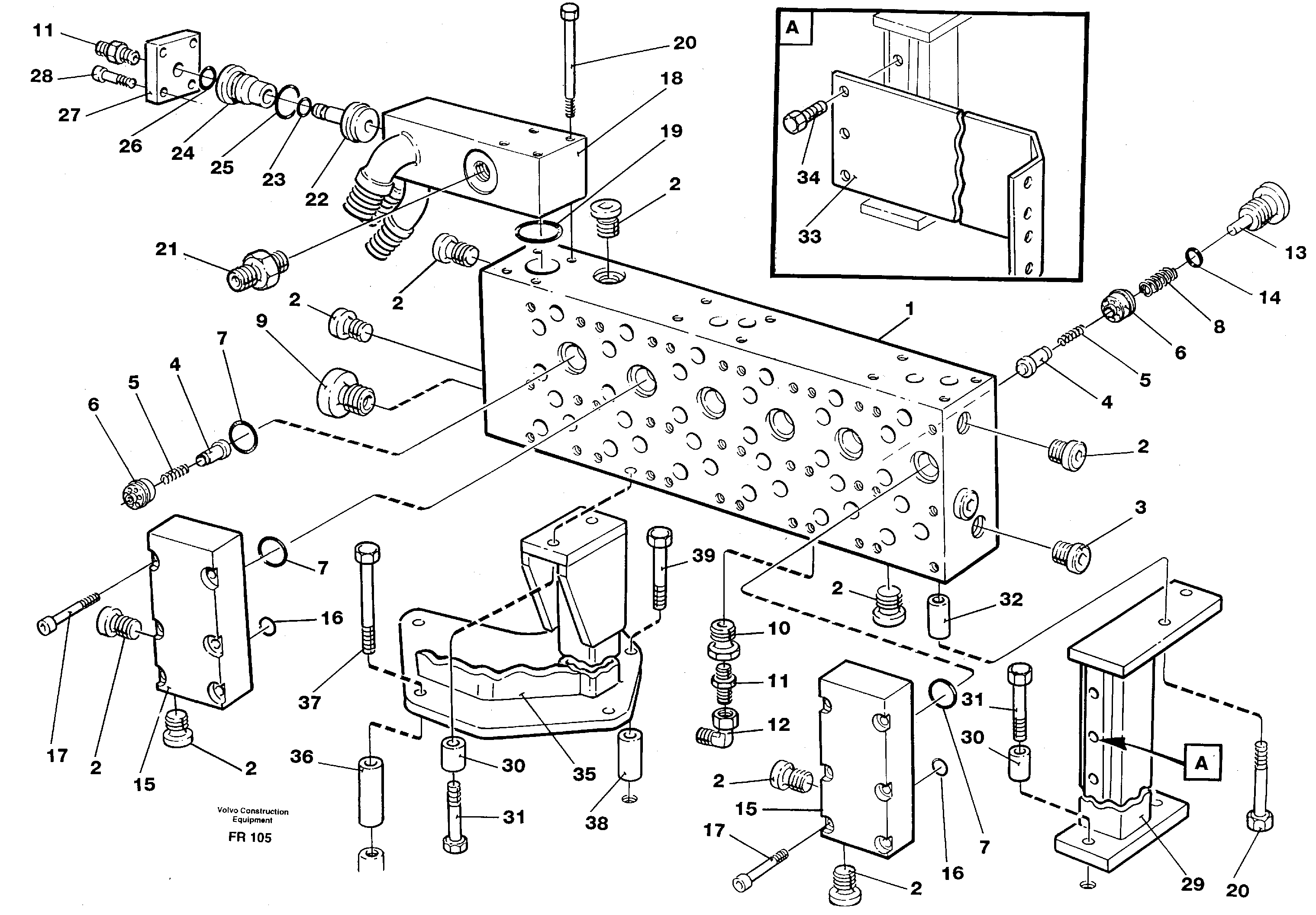 Main valve assembly, assembly block — volvo parts diagram
