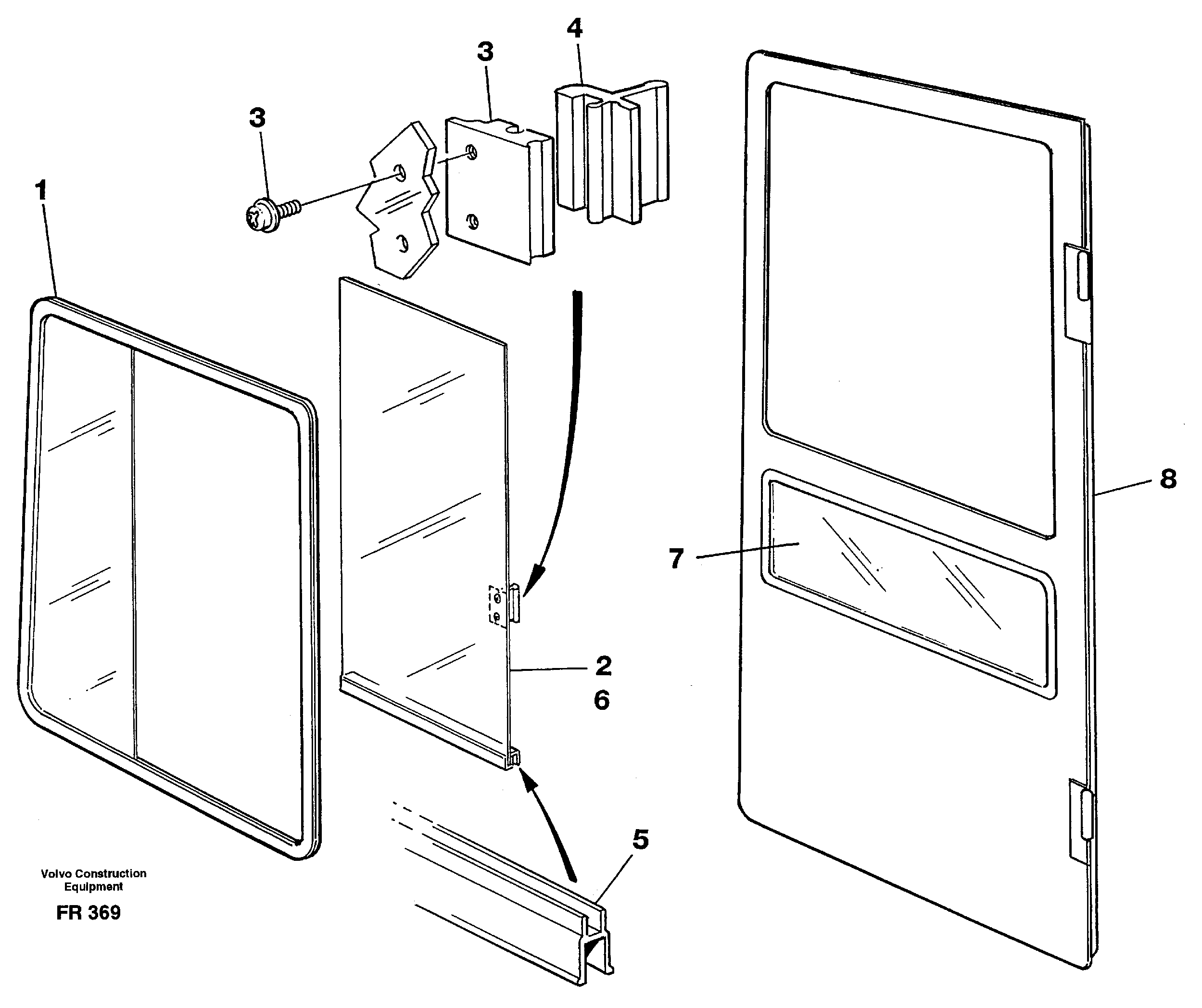 Sliding window SER NO 374 - — volvo parts diagram