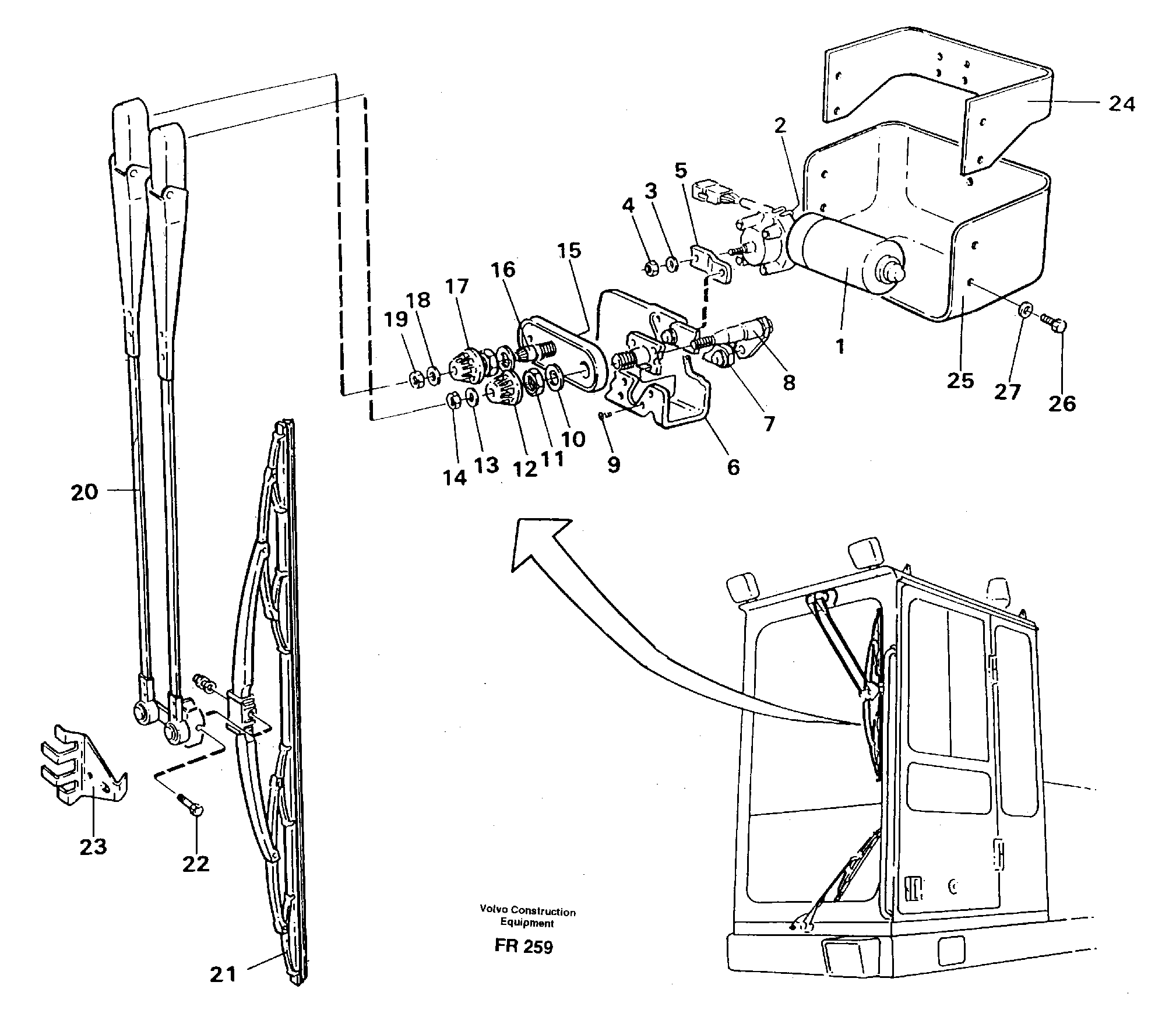 Windscreen wiper, upper — volvo parts diagram