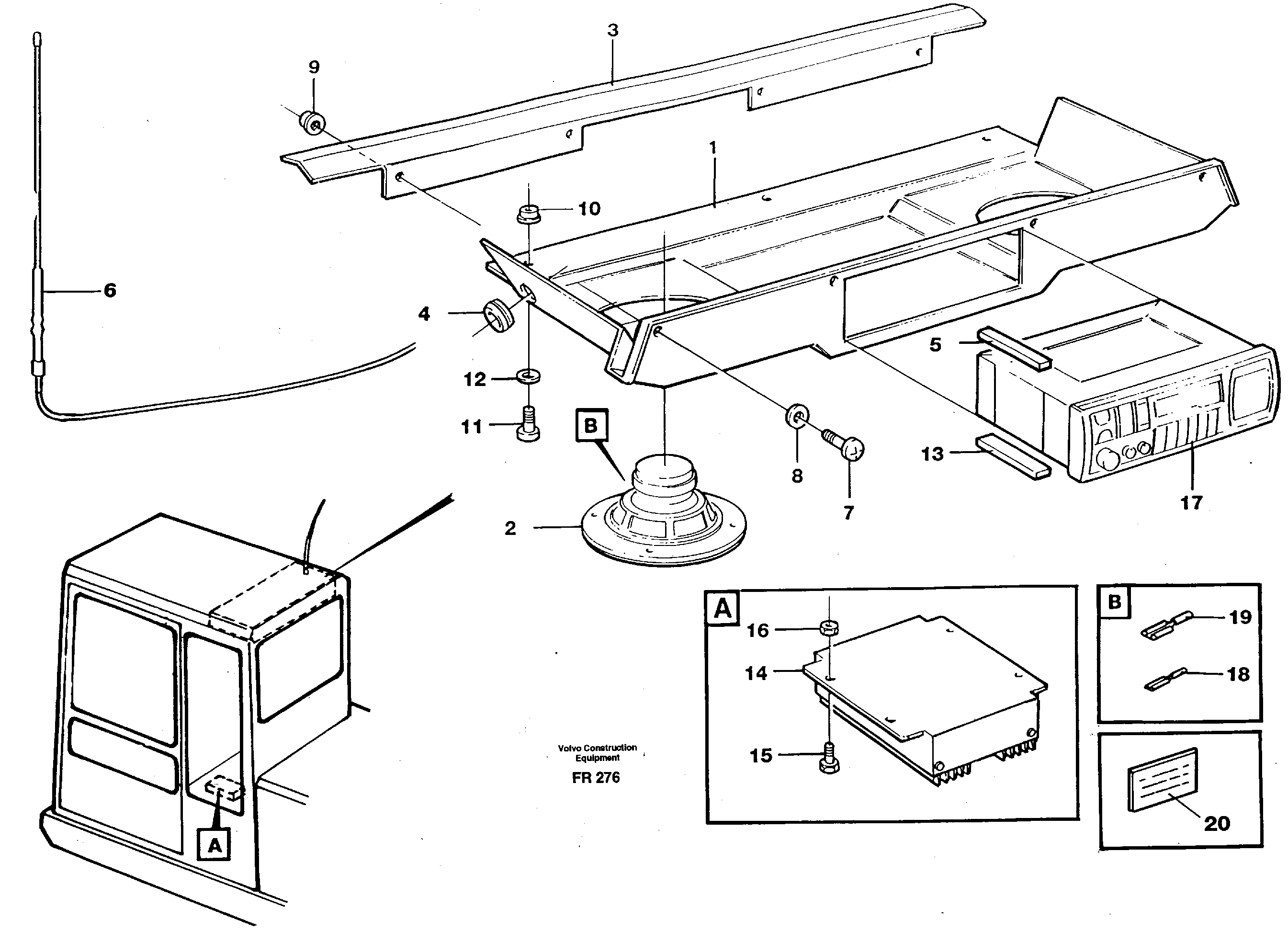 Radio installation with converter 14302131, SER NO 443 - — volvo parts diagram