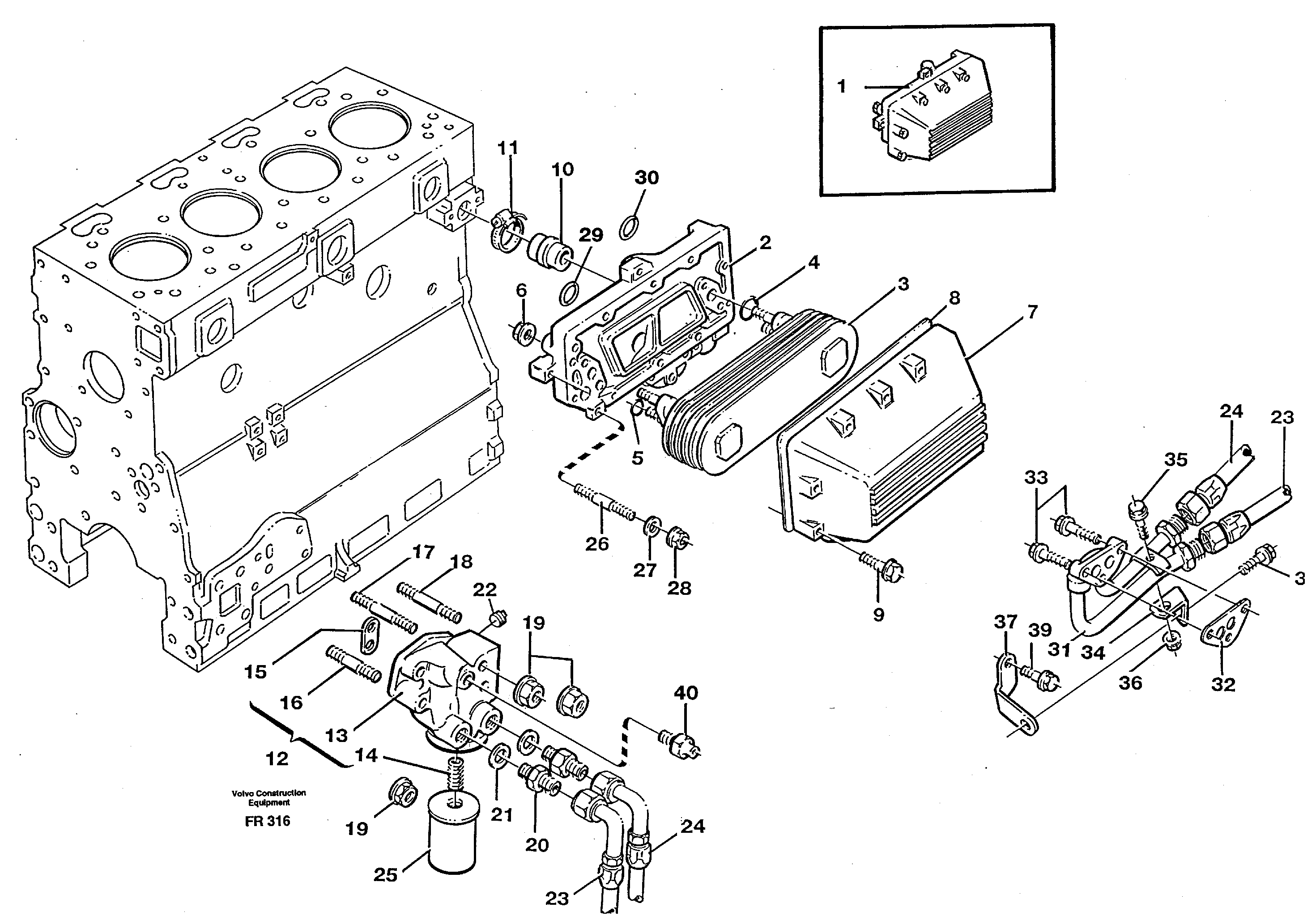Oil cooler — volvo parts diagram