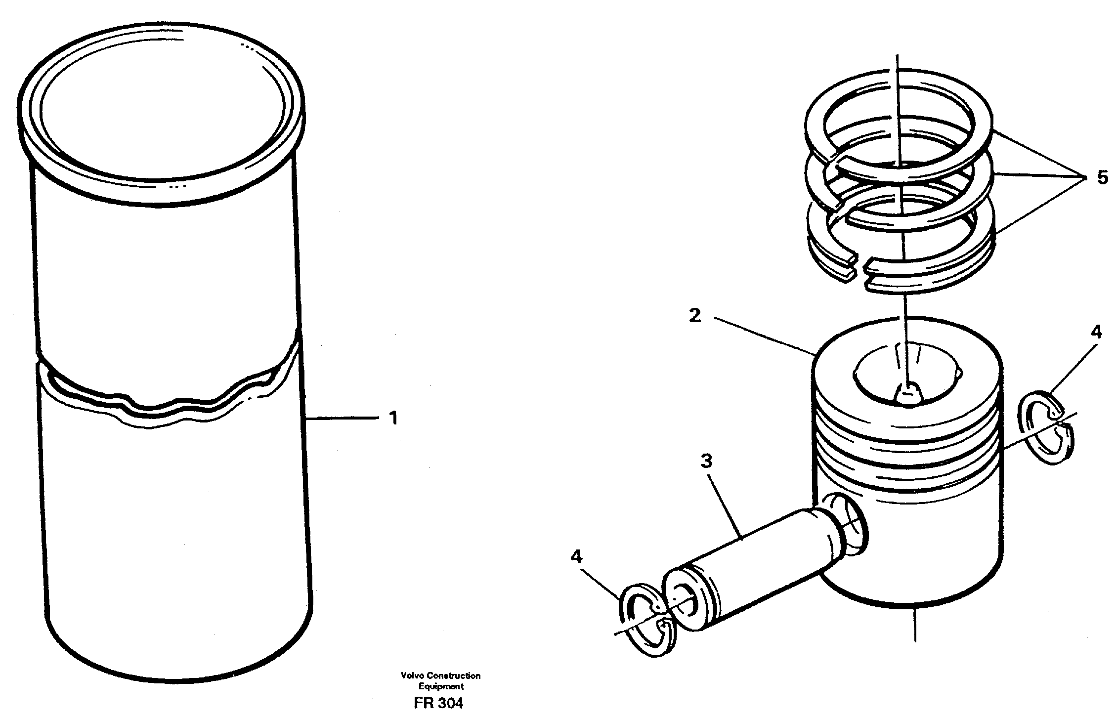 Cylinder liner and piston — volvo parts diagram