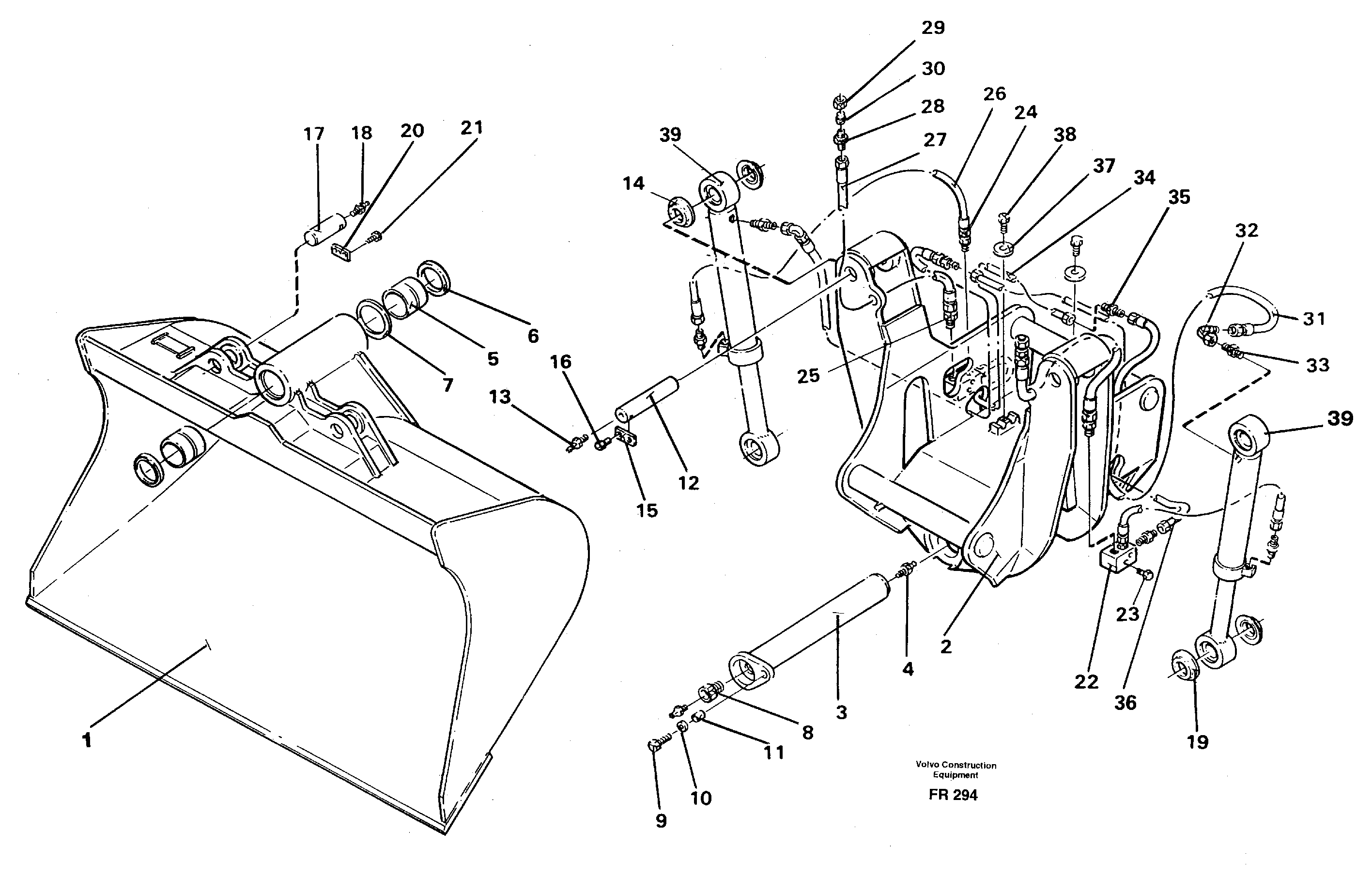 Articulated slope bucket  14265051 — volvo parts diagram