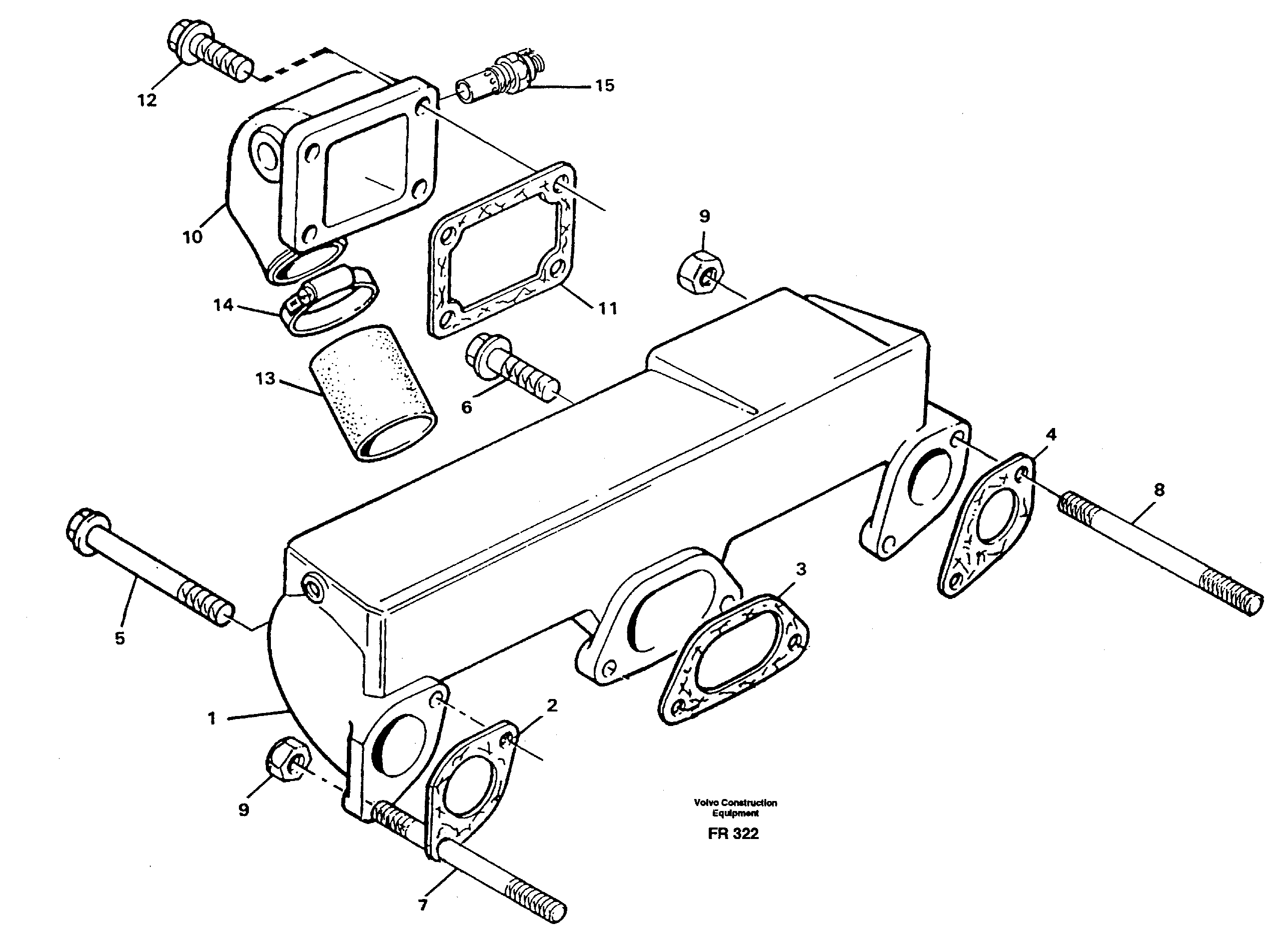 Induction manifold with fitting parts — volvo parts diagram