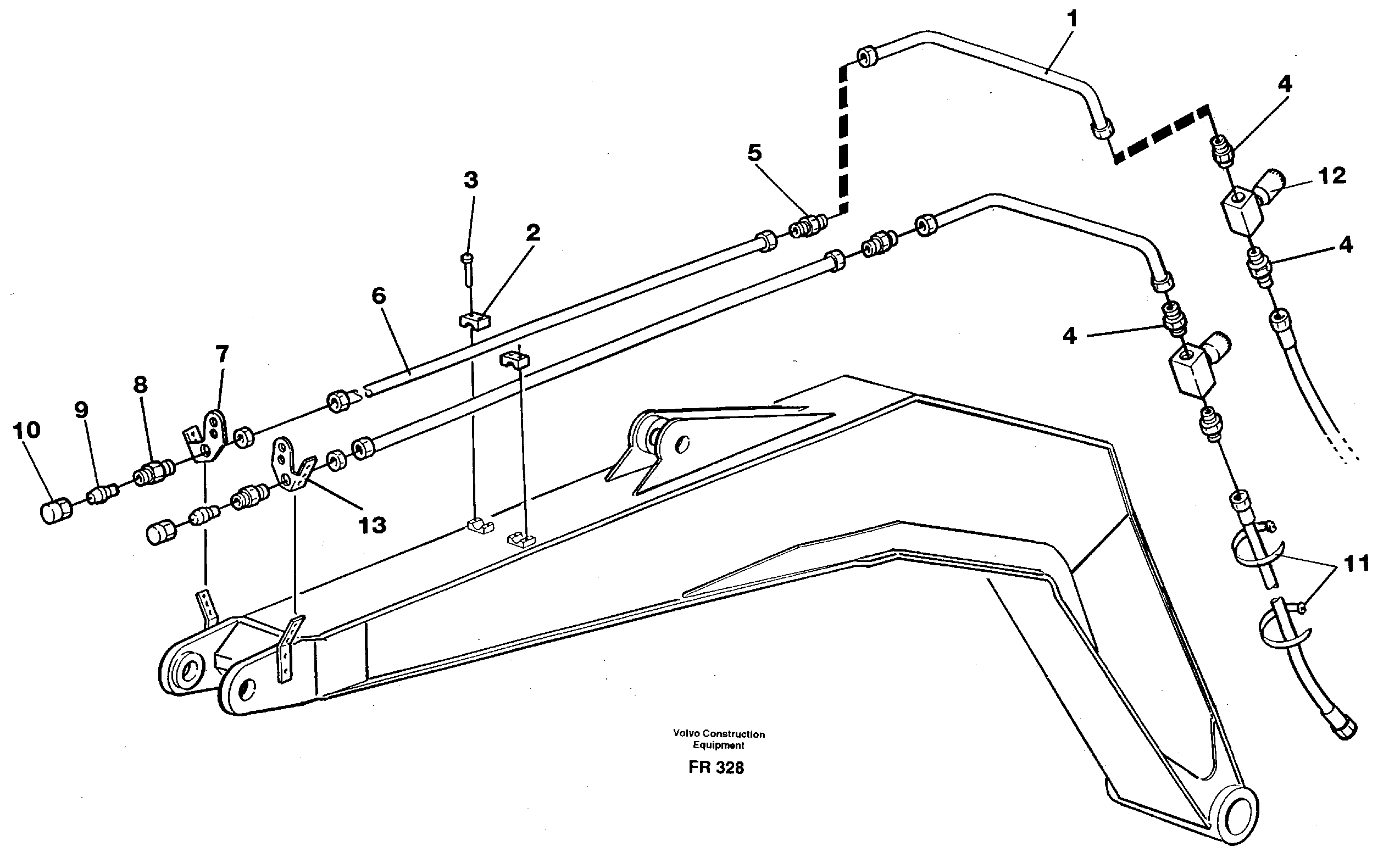 Slope bucket/clamshell equipment on boom  14253440 — volvo parts diagram